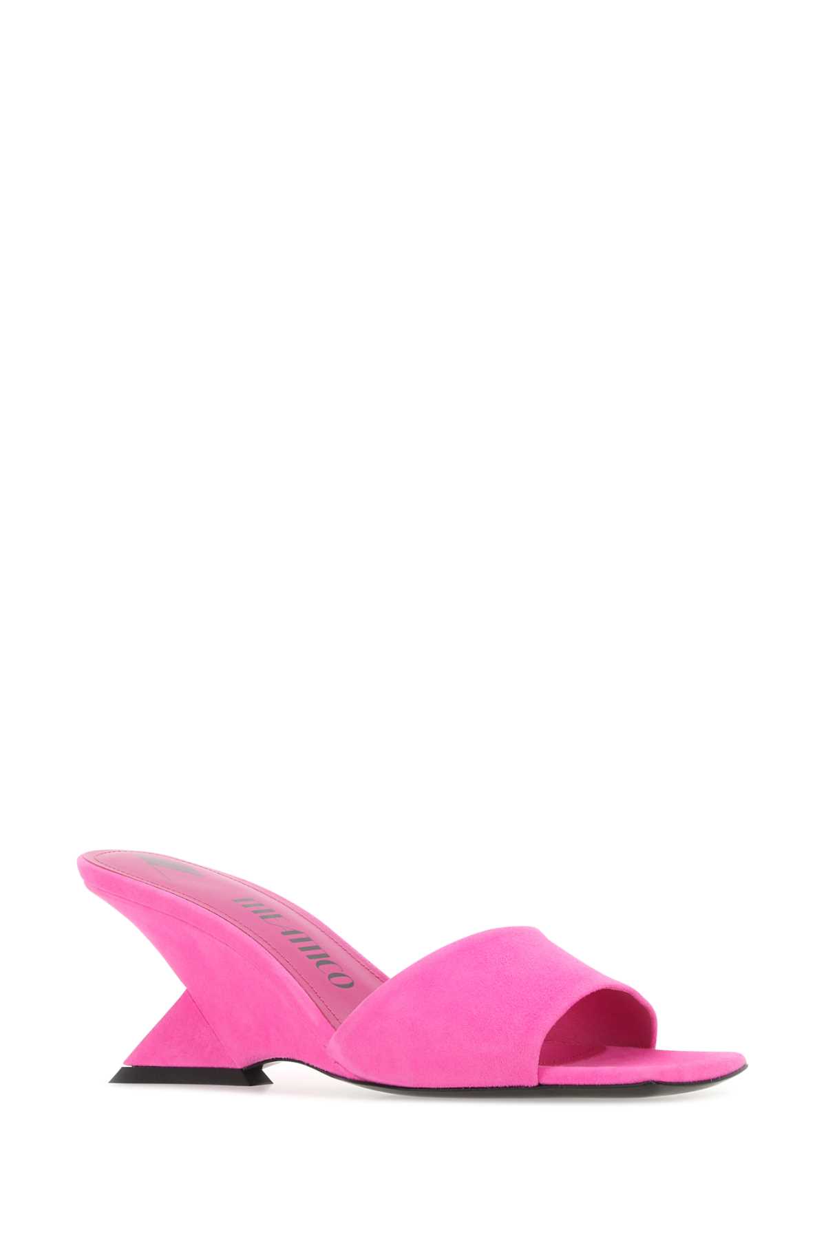 Shop Attico Fluo Pink Suede Cheope Mules In 168