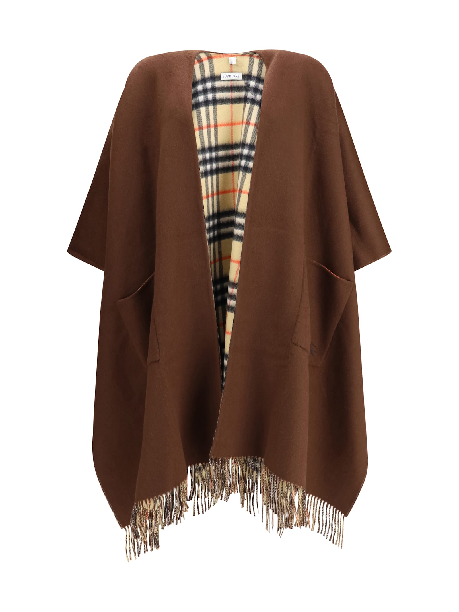 Reversible Check Wool Cashmere Cape - Burberry - Modalova