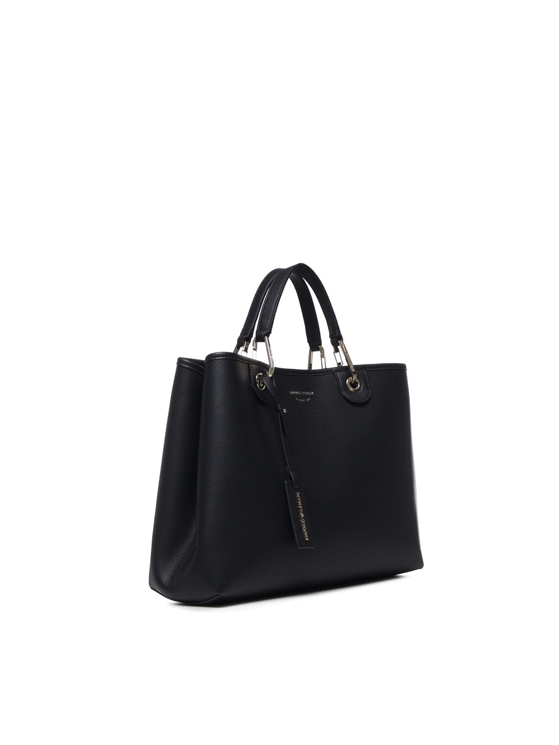 Shop Emporio Armani Tote Bag With Print In Nero Silver