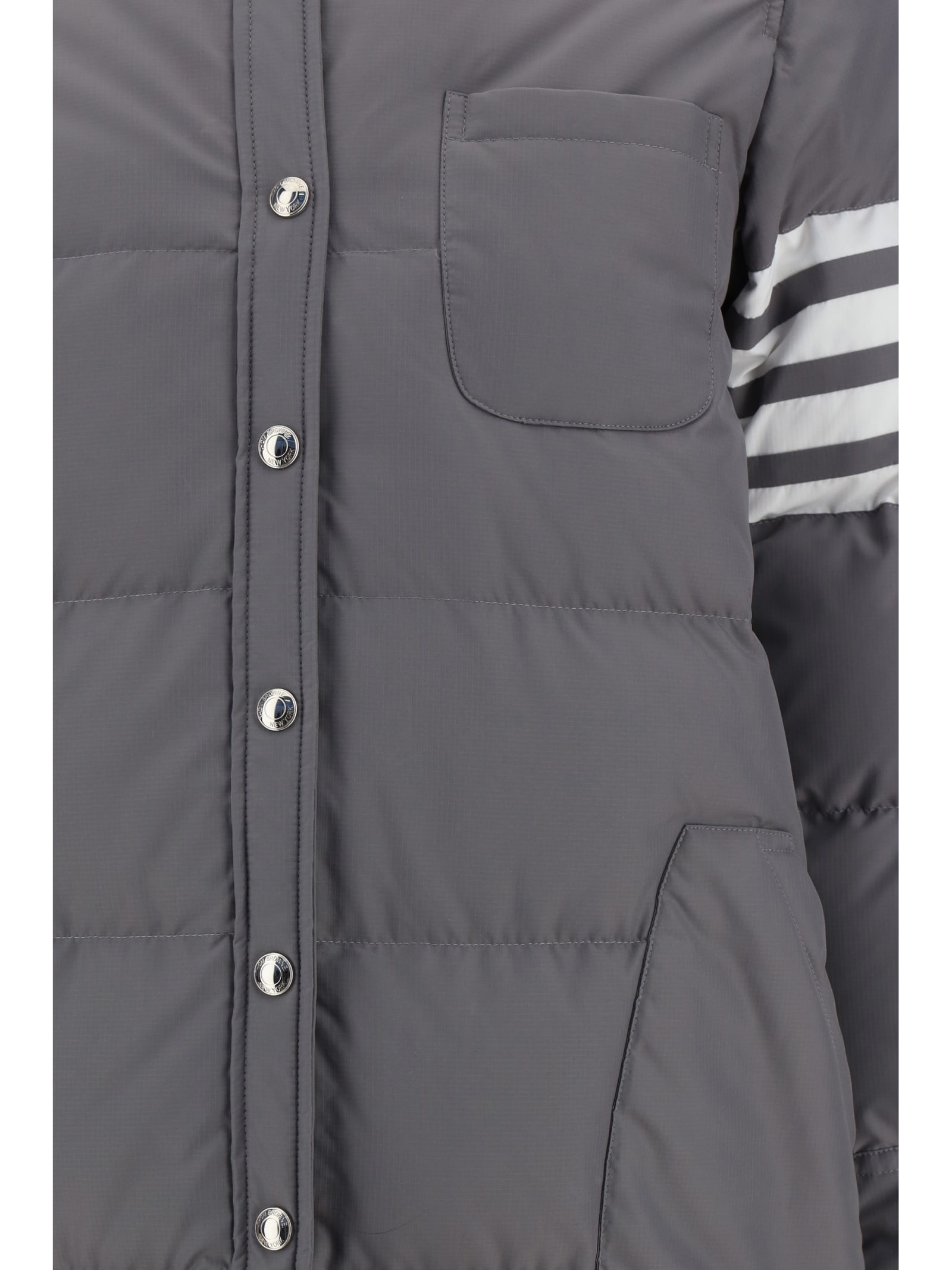 Shop Thom Browne Oversized Down Jacket In Grey