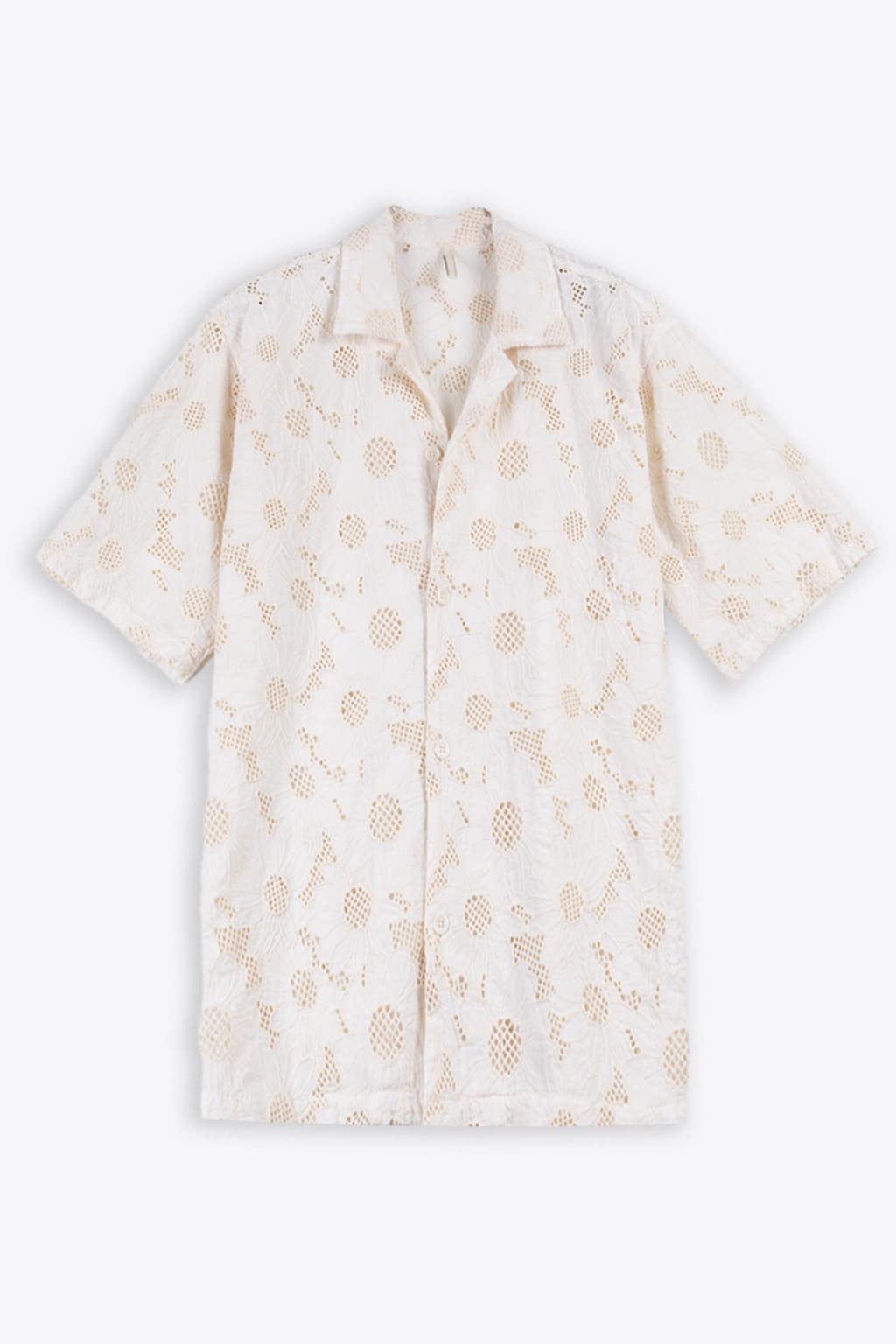 Sunflower Cayo Ss Shirt Off White Shirt With Floral Embroidery