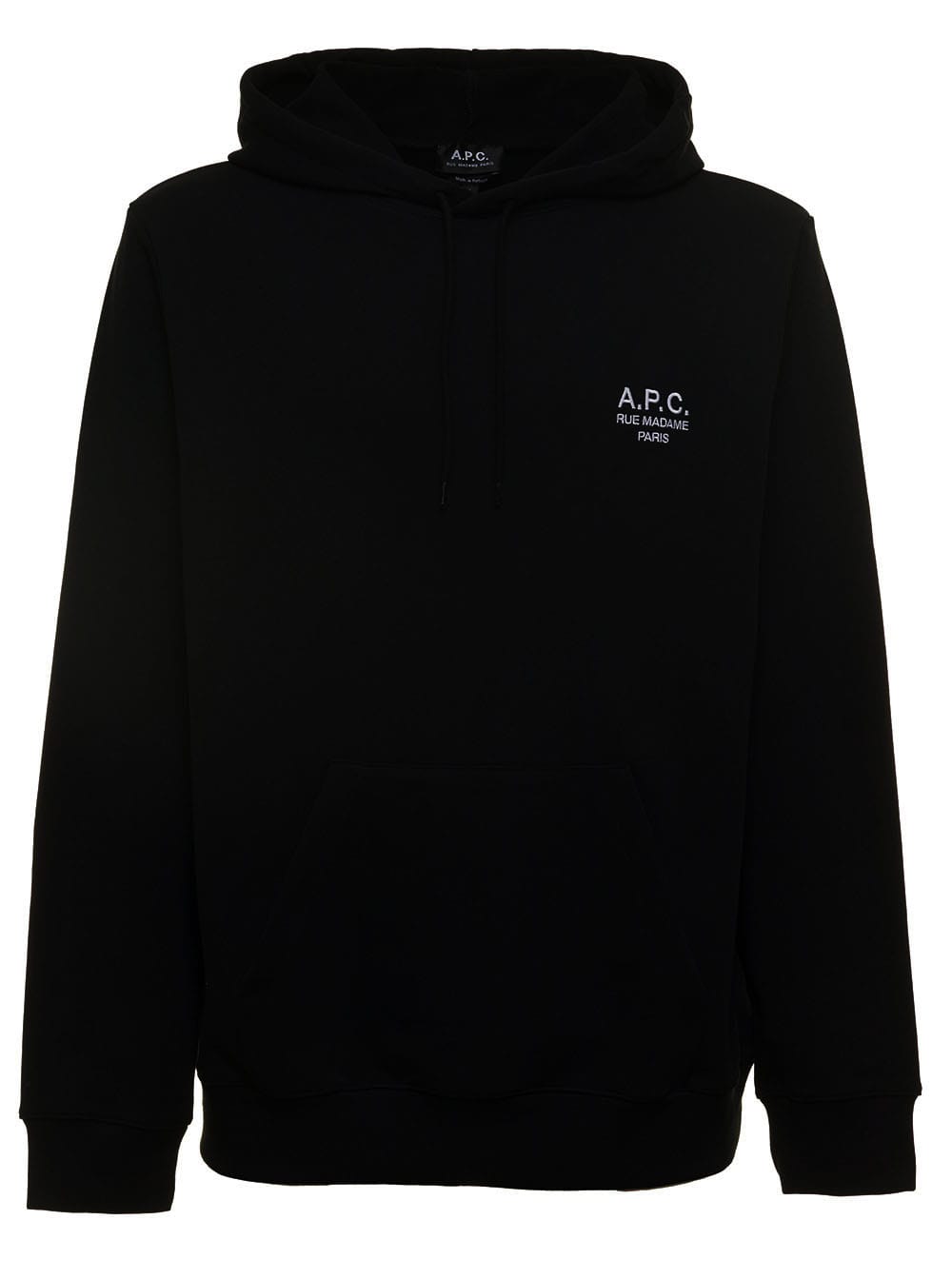 Black Marvin Hoodie In Fleece Cotton With Contrasting Logo To The Chest A.p.c. Man