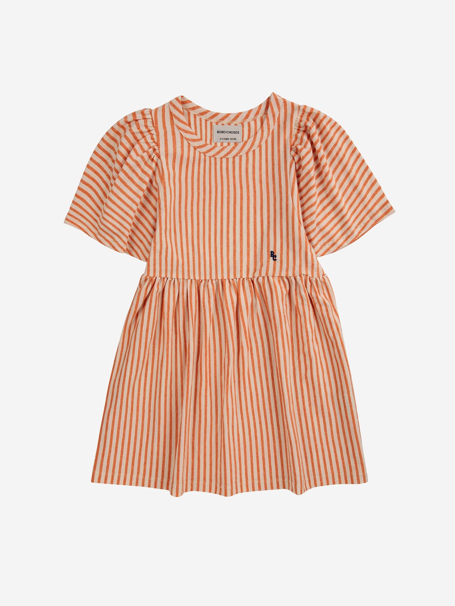 Bobo Choses Kids' Orange Dress For Girl With Stripes