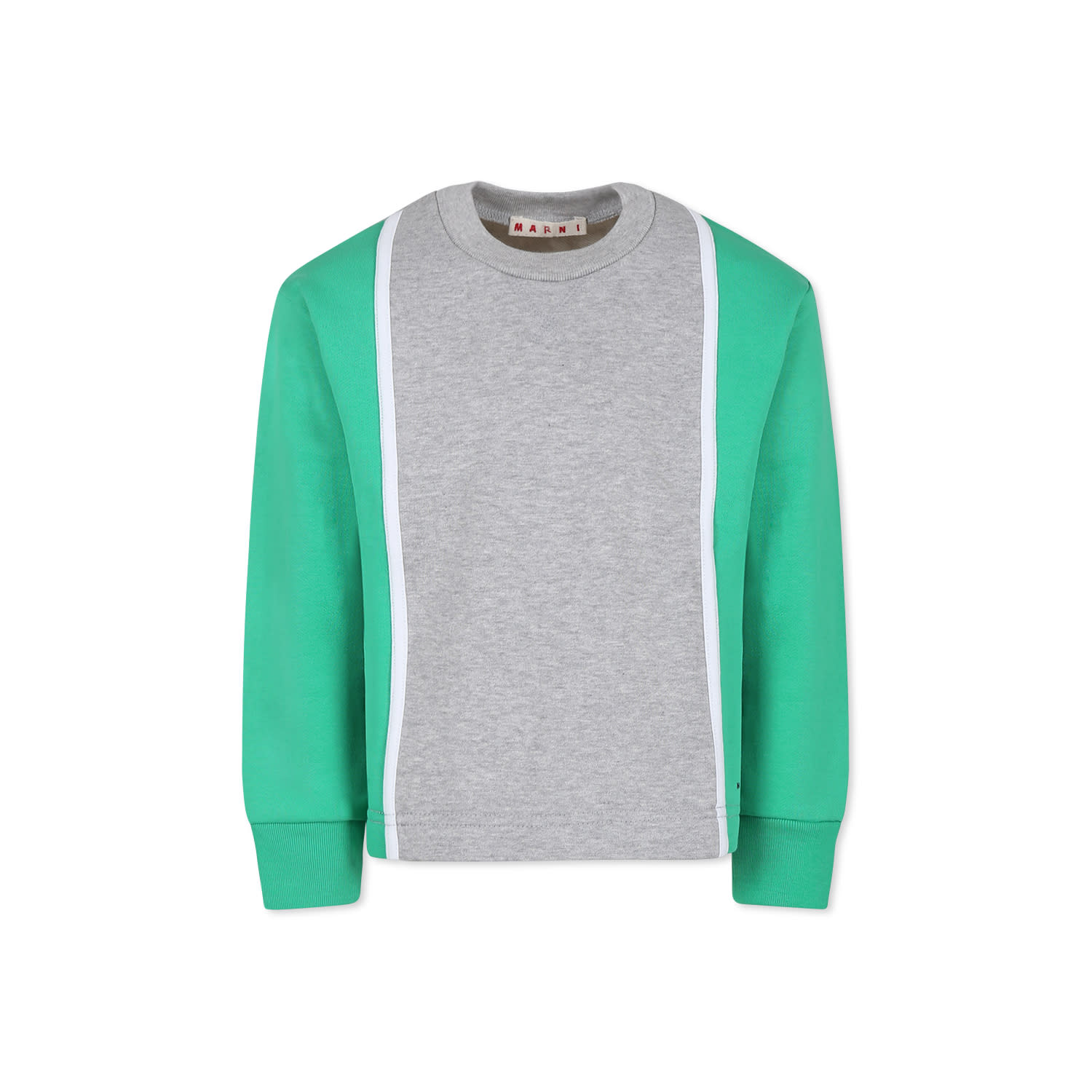 Marni Long-sleeved Round-neck Sweater In Multicolor