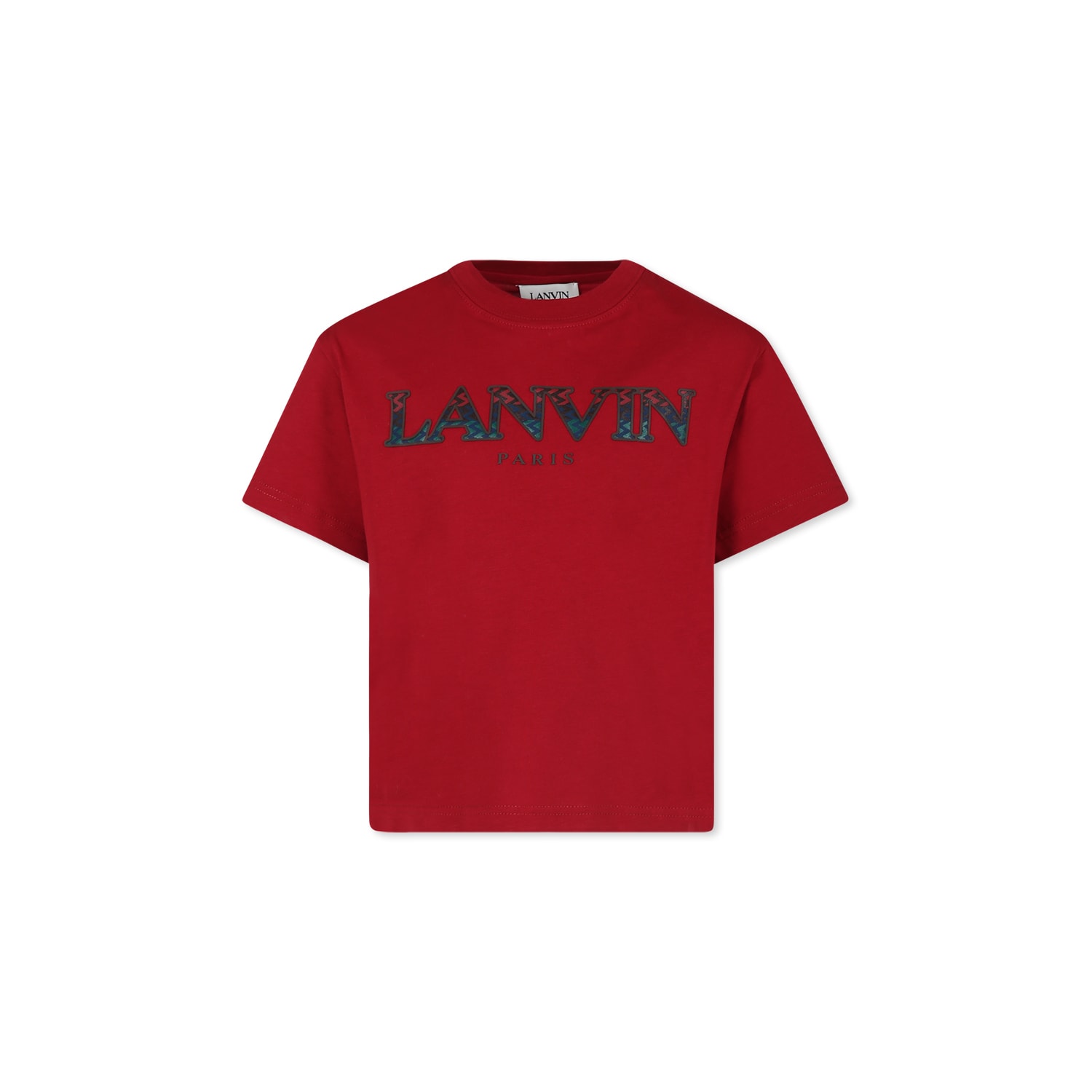 Shop Lanvin Red T-shirt For Boy With Logo In Rosso