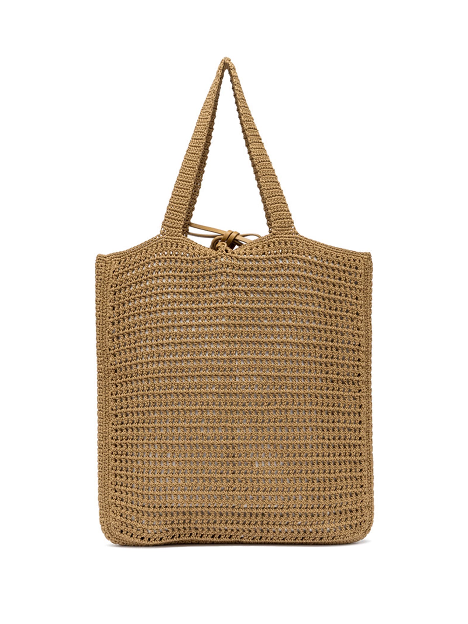 Shop Gianni Chiarini Vittoria Camel Shopping Bag In Crochet Fabric