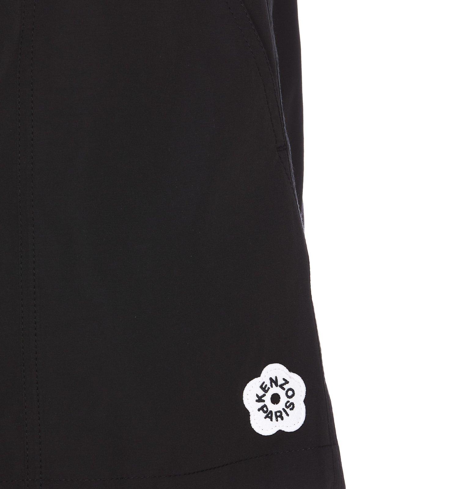Shop Kenzo Boke Flower Embroidered Drawstring Shorts In Black