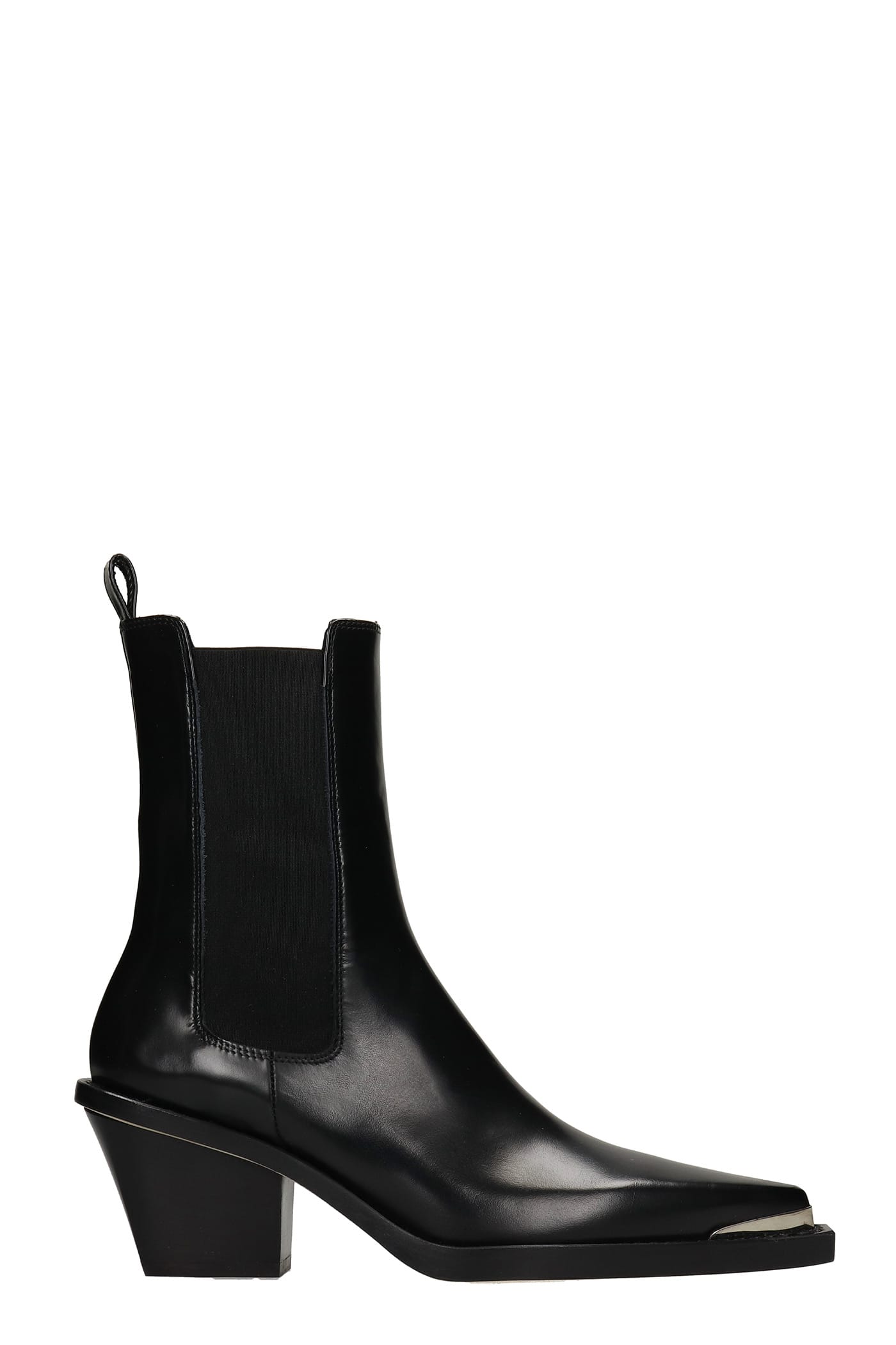 Paris Texas Dallas Metal Texan Ankle Boots In Black Leather
