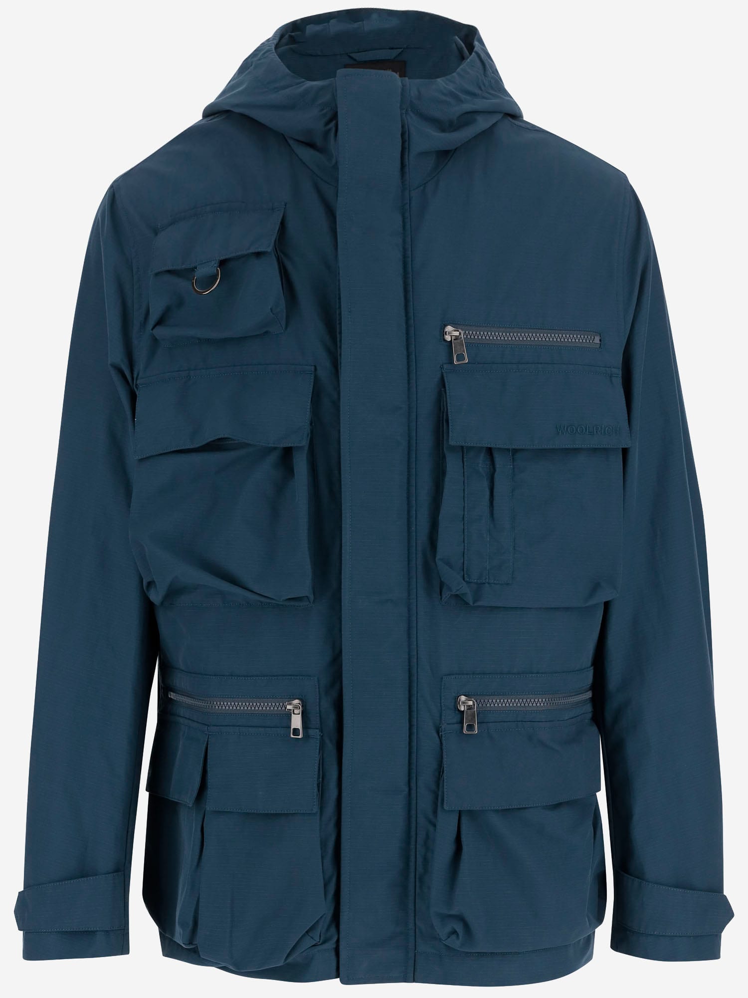 Woolrich Navy Blue Jacket With Press-stud And Zip Fastening