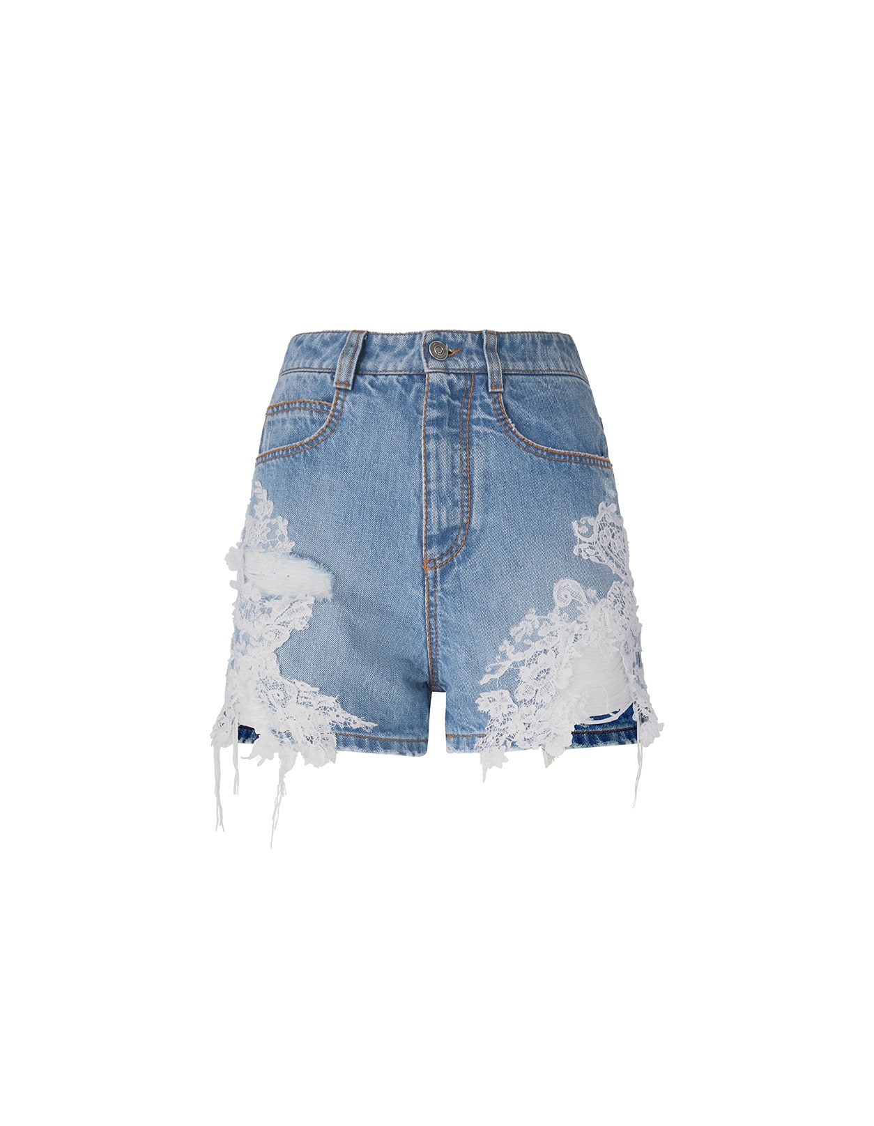 Ermanno Scervino Blue Jeans Shorts With Lace