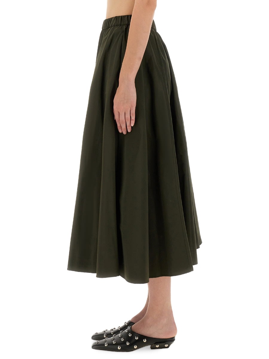Aspesi Expanded Midi Skirt With Elastic Waistband In Brown