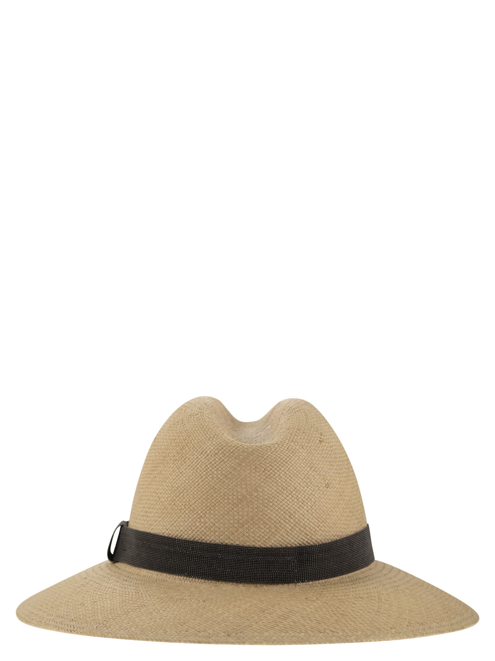 Shop Brunello Cucinelli Straw Hat With Precious Band In Beige