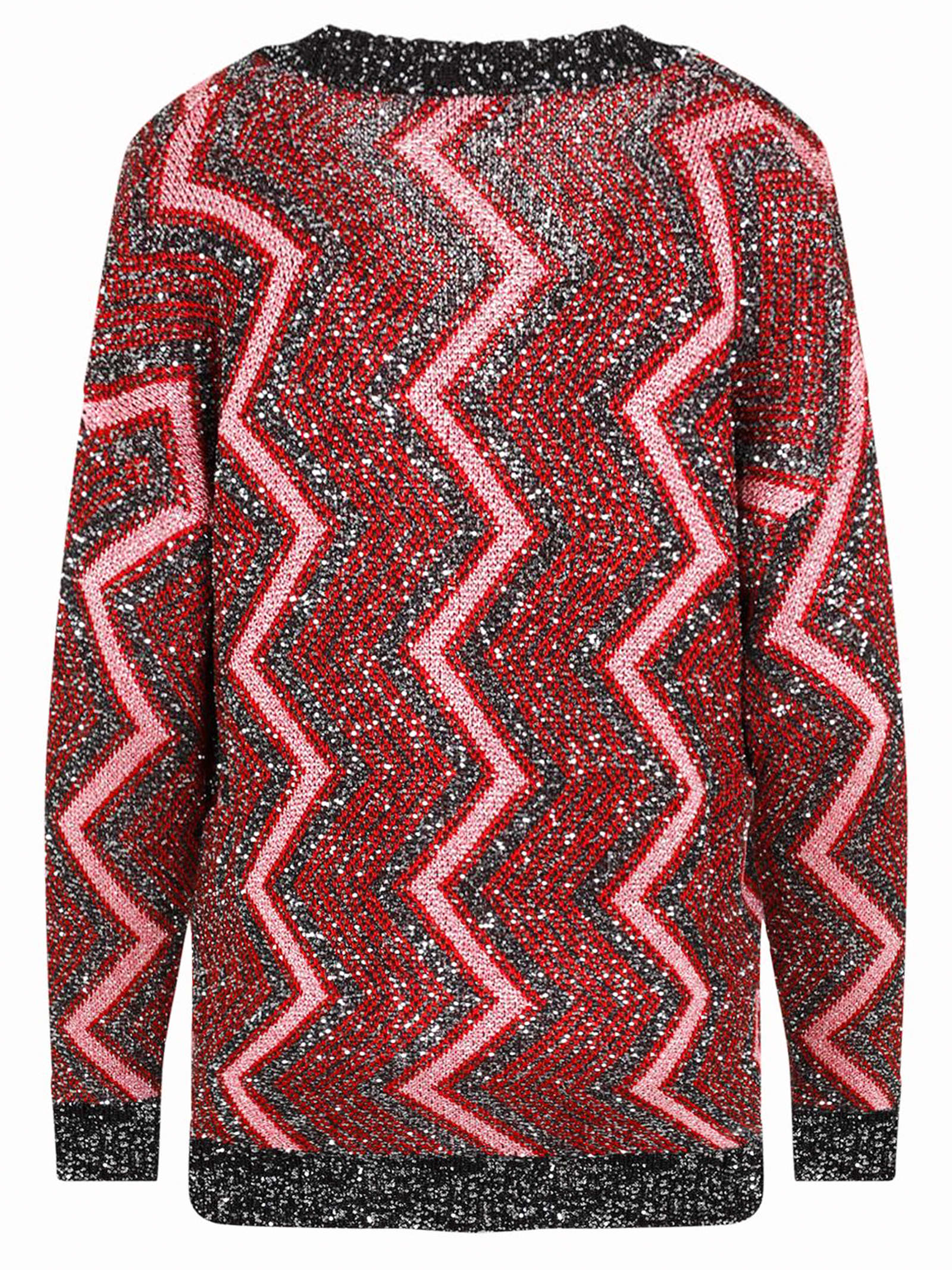 Shop Missoni Oversized Cardigan With Macro Zig Zag And Sequins In Multicolour