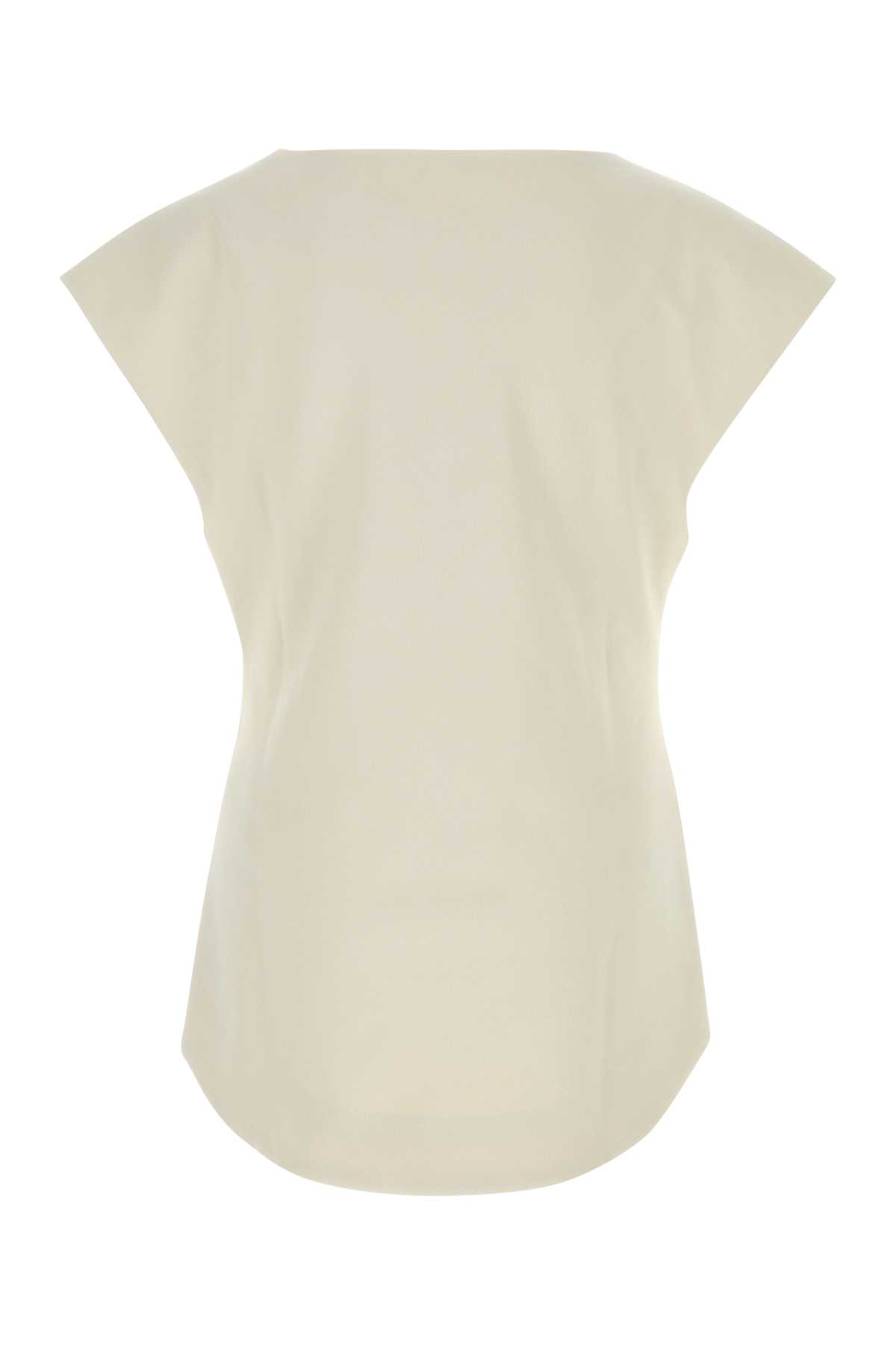 ENTIRE STUDIOS SAND STRETCH POLYESTER BLEND DEEP VEE TANK TOP