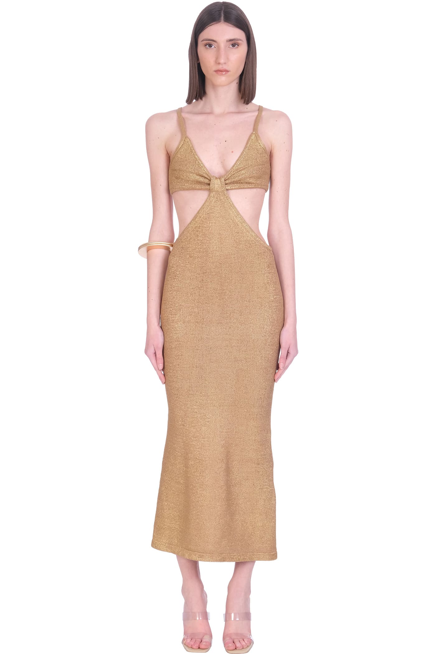 Cult Gaia Serita Knit Dress Dress In Gold Cotton