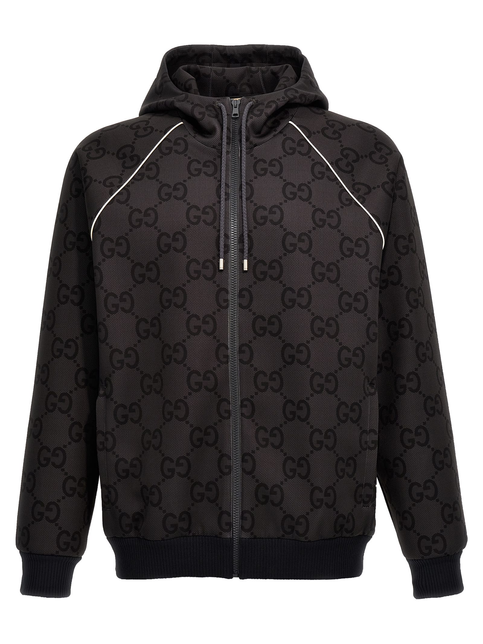 Shop Gucci Jumbo Gg Jacket In Gray