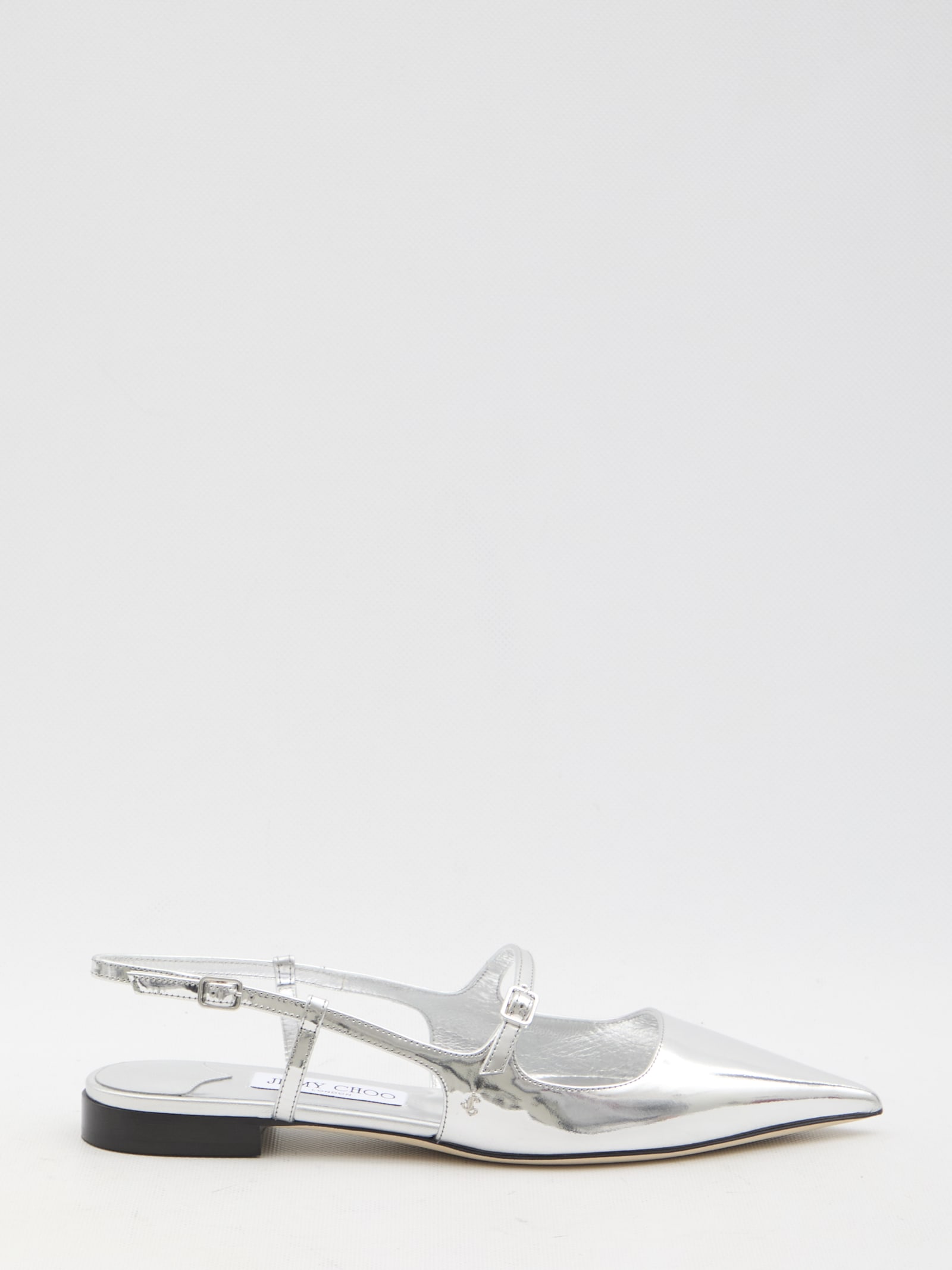 Jimmy Choo Pointed Toe Metallic Leather Sling Back Ballerina