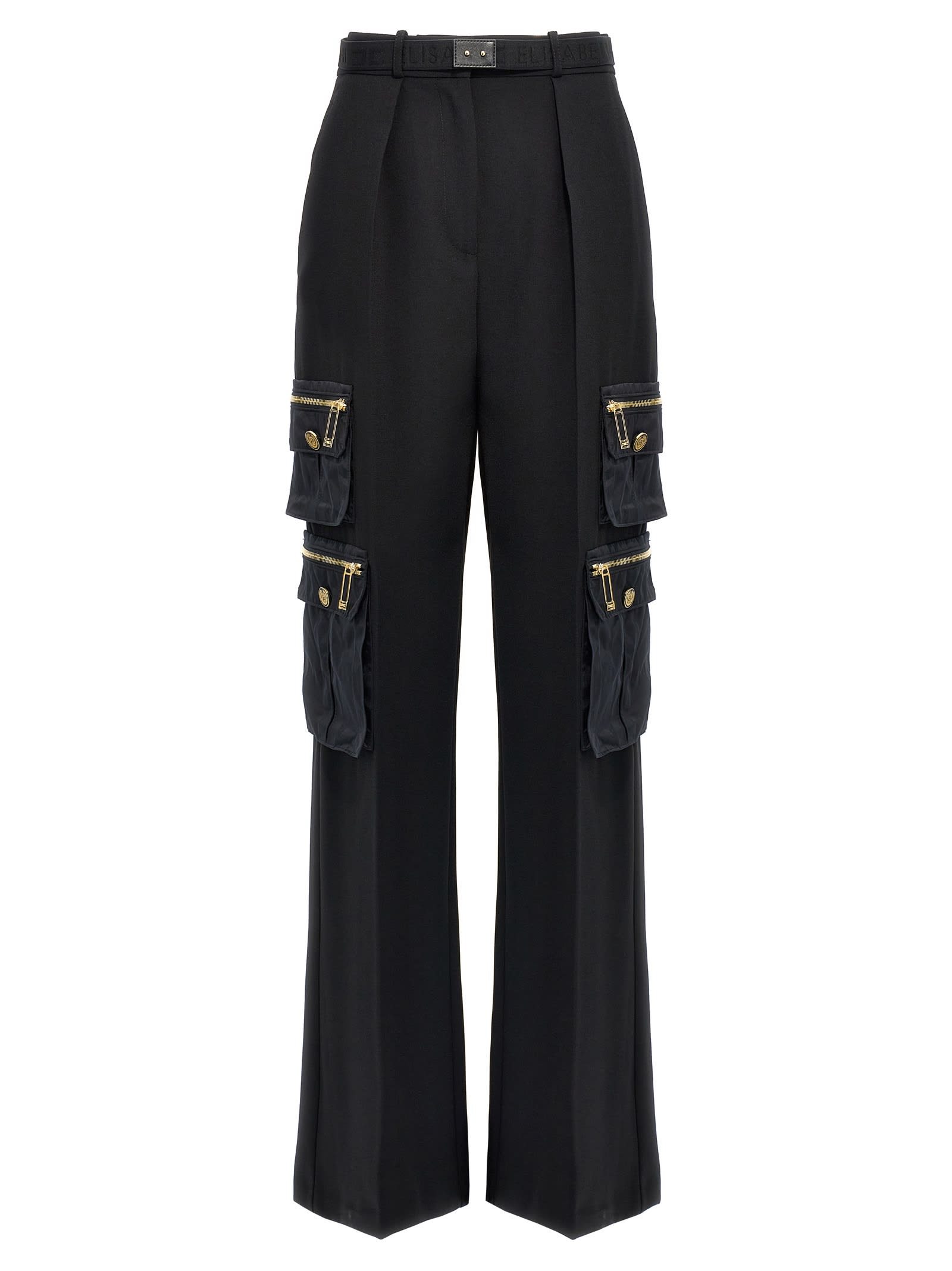 Shop Elisabetta Franchi Cargo Pants In Black