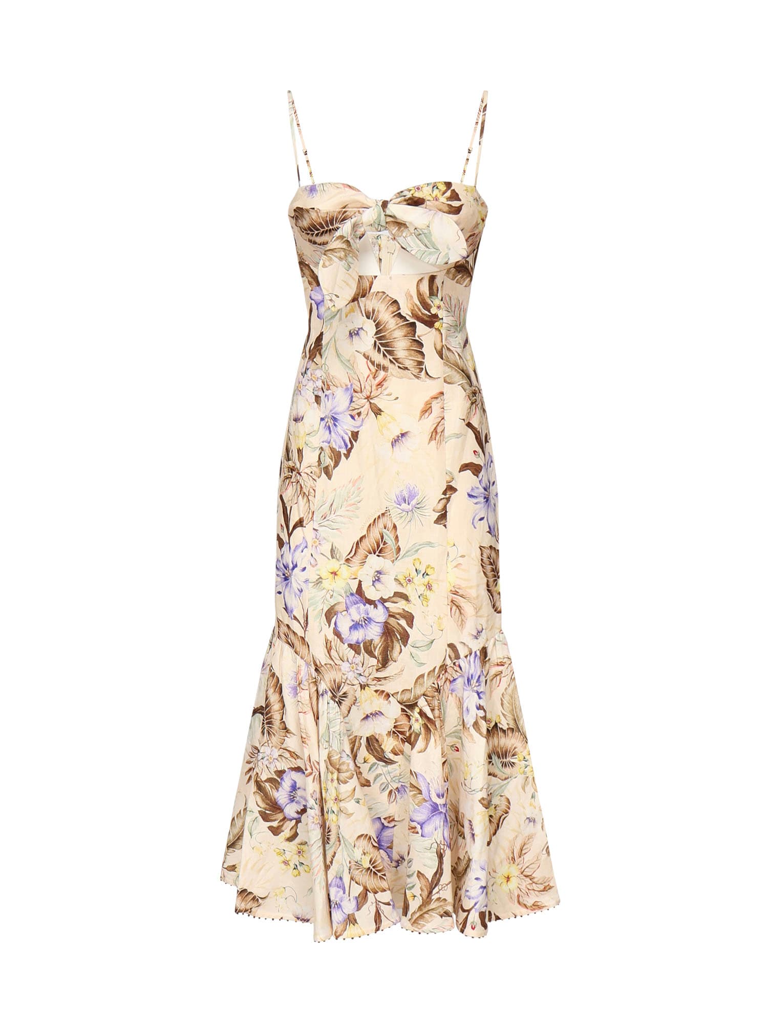 Zimmermann Coco Tie Front Midi Dress In Multi