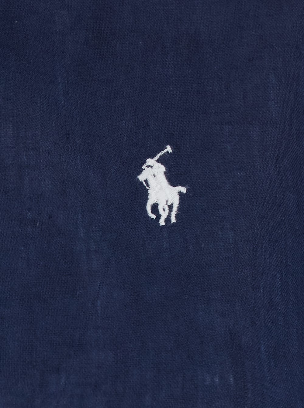 Polo Ralph Lauren Blue Shirt With Pony Detail On The Front In Linen Woman In Newport Navy