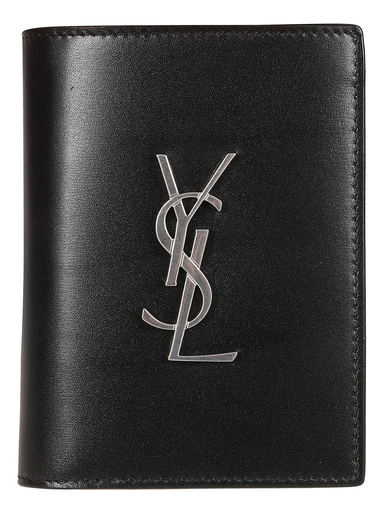 Shop Saint Laurent Logo Vertical Wallet In Black