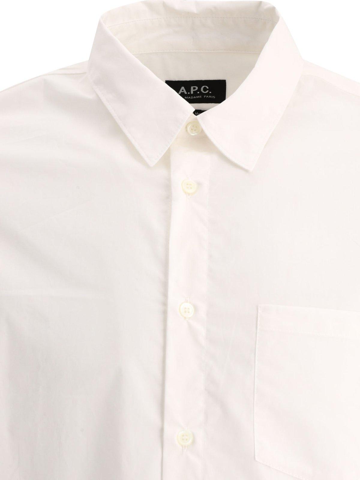 Shop Apc Buttoned Long-sleeved Shirt In Bianco