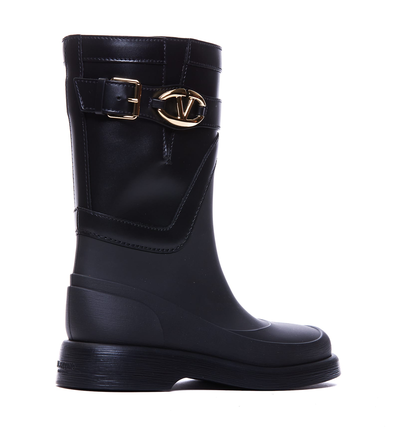 Shop Valentino Vlogo Rainboots In Black