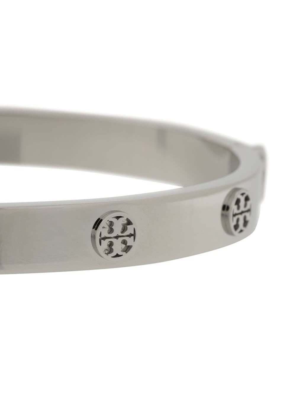 Shop Tory Burch Steel Bracelet With Engraved Logo In Metallic
