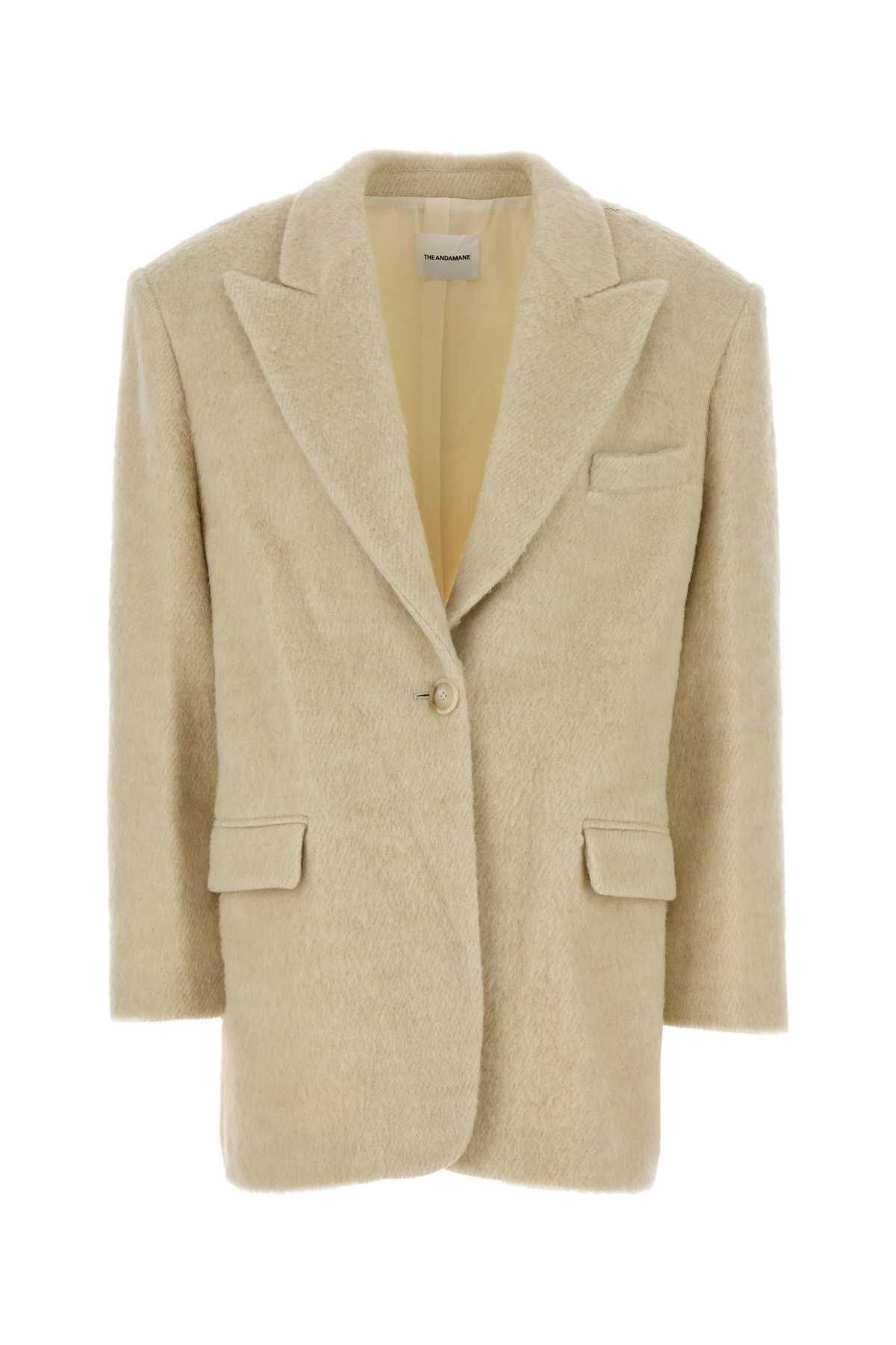 The Andamane Tailored Blend Coat Featuring Notched Lapels In Neutral