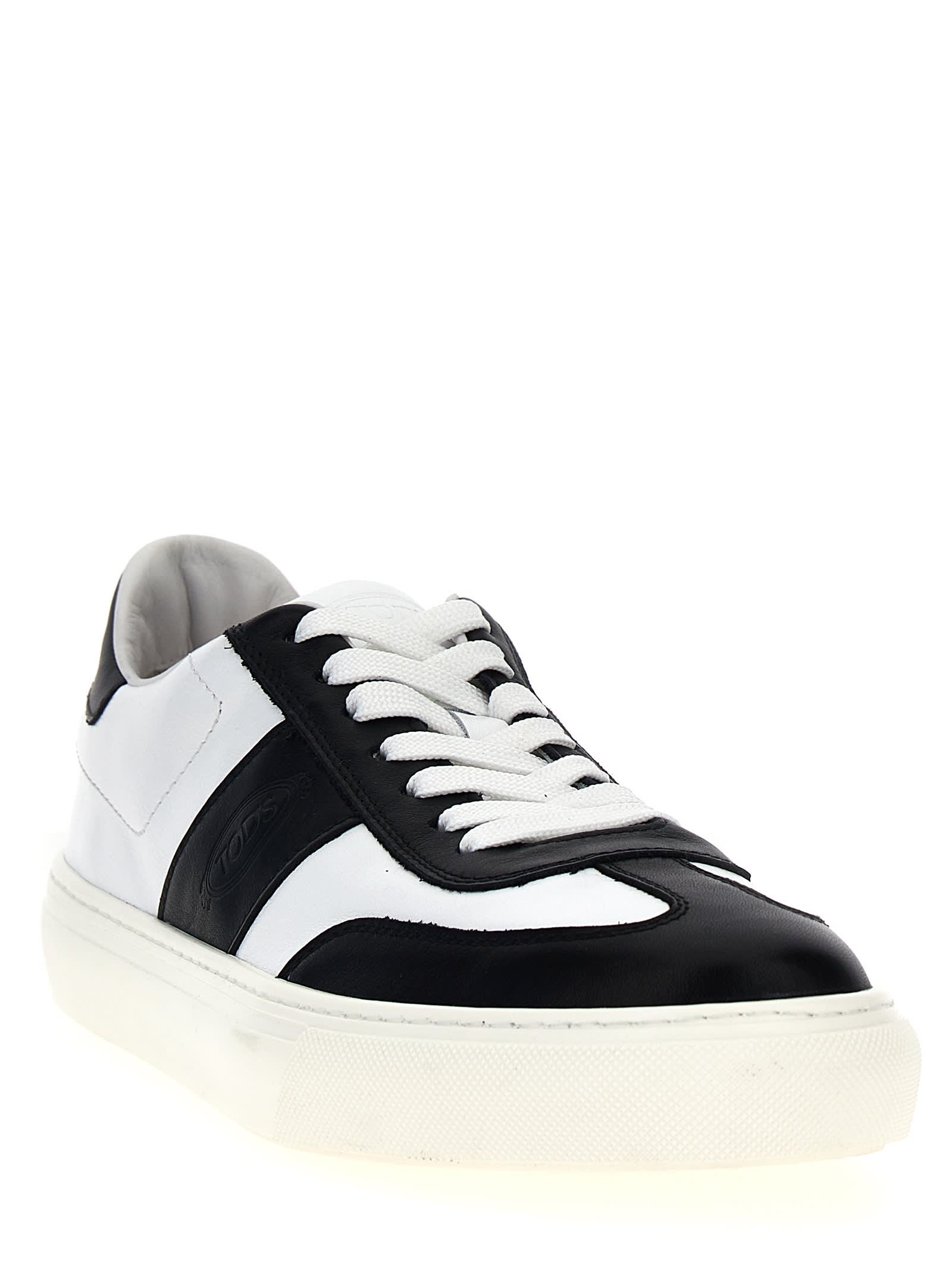 Shop Tod's Logo Sneakers In Nero