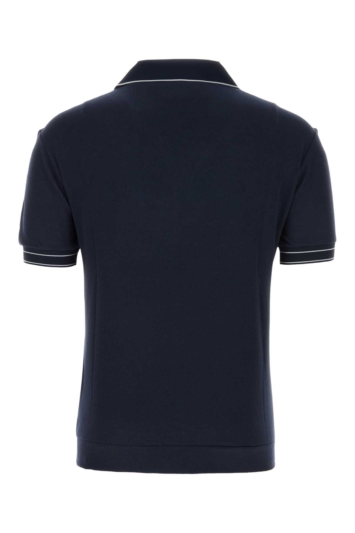 Giorgio Armani Midnight Bue Viscose Blend Polo Shirt In Navy