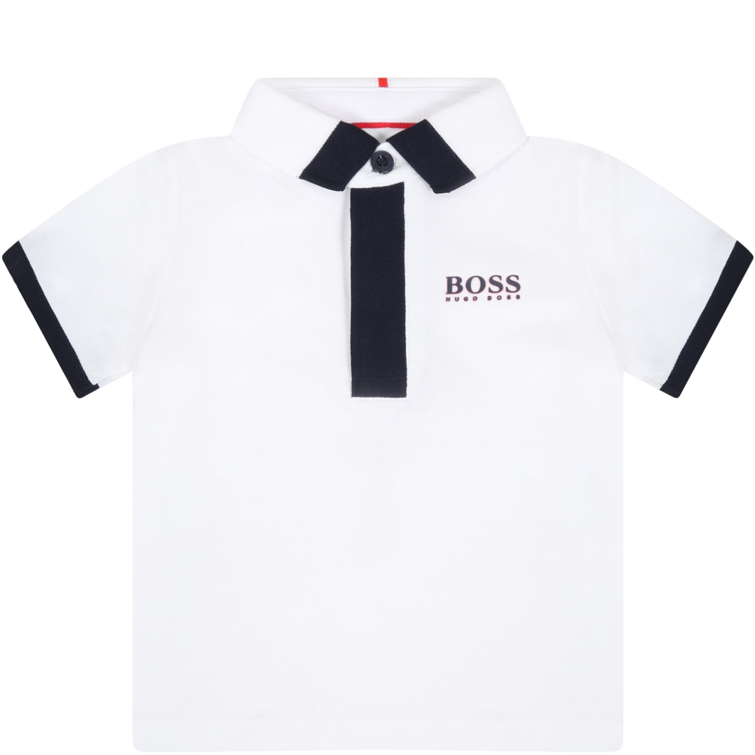 Hugo Boss White Polo Shirt For Babyboy With Logo
