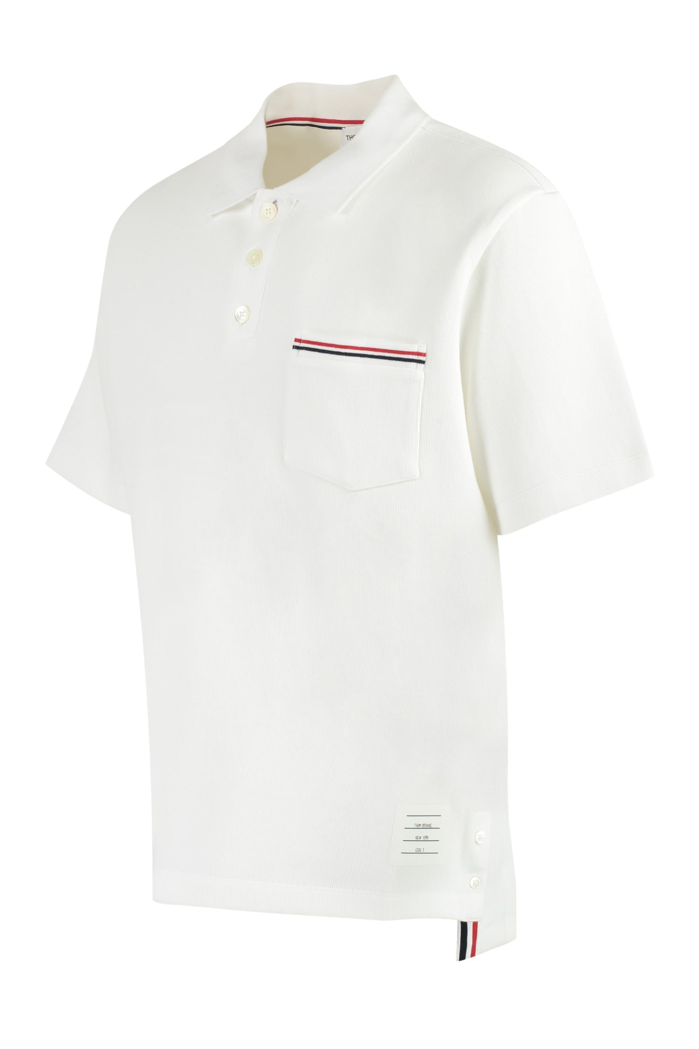 Thom Browne Rwb Trim Jersey Polo Short In White