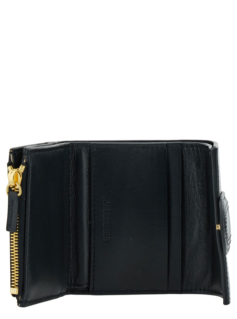 Shop Jacquemus Le Compact Bambino Black Wallet With Magnetic Closure In Leather Woman