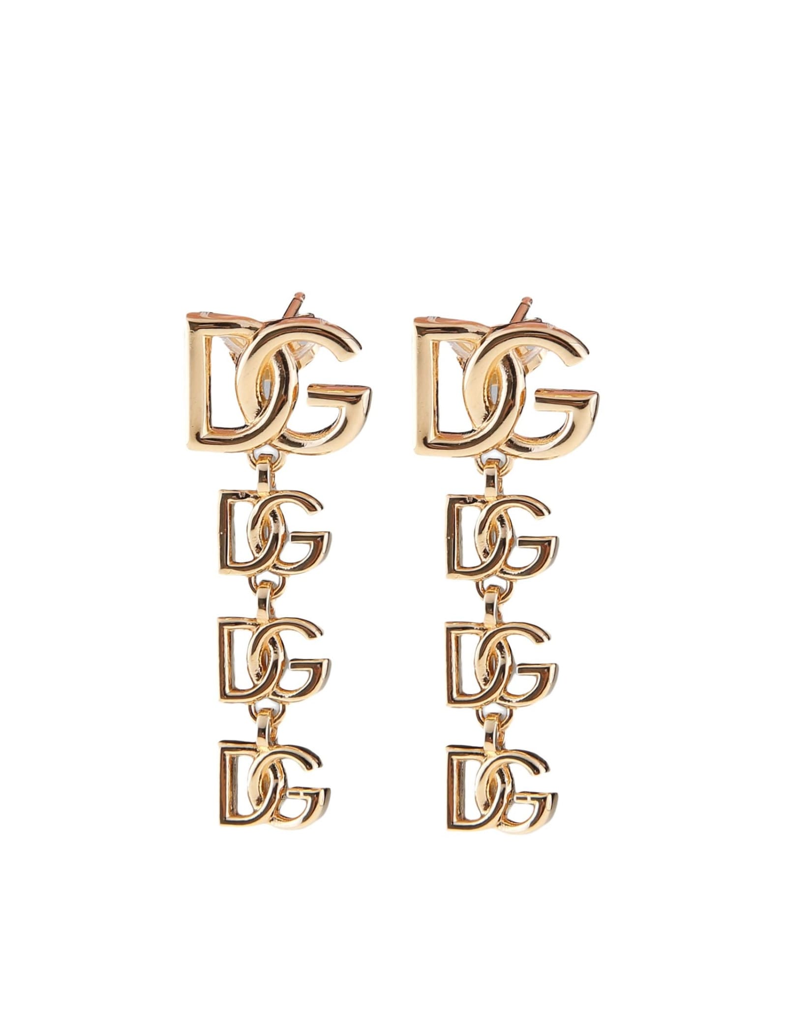 Shop Dolce & Gabbana Long Earrings With Dg Logo In Gold