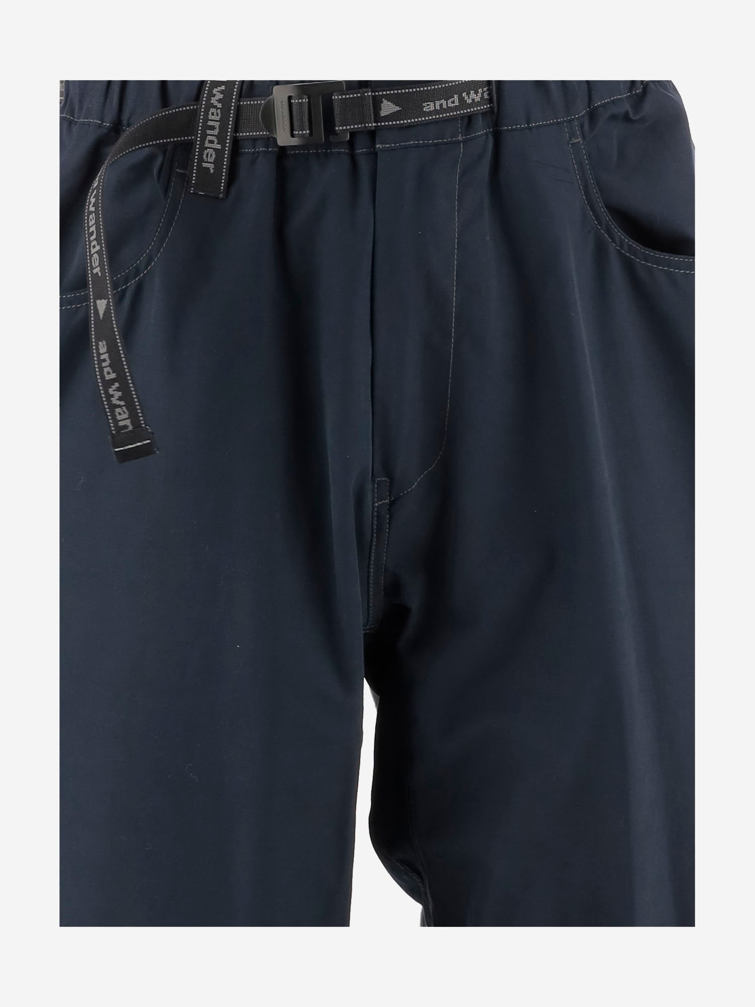 And Wander Navy Relaxed-fit Trousers With Adjustable Belt