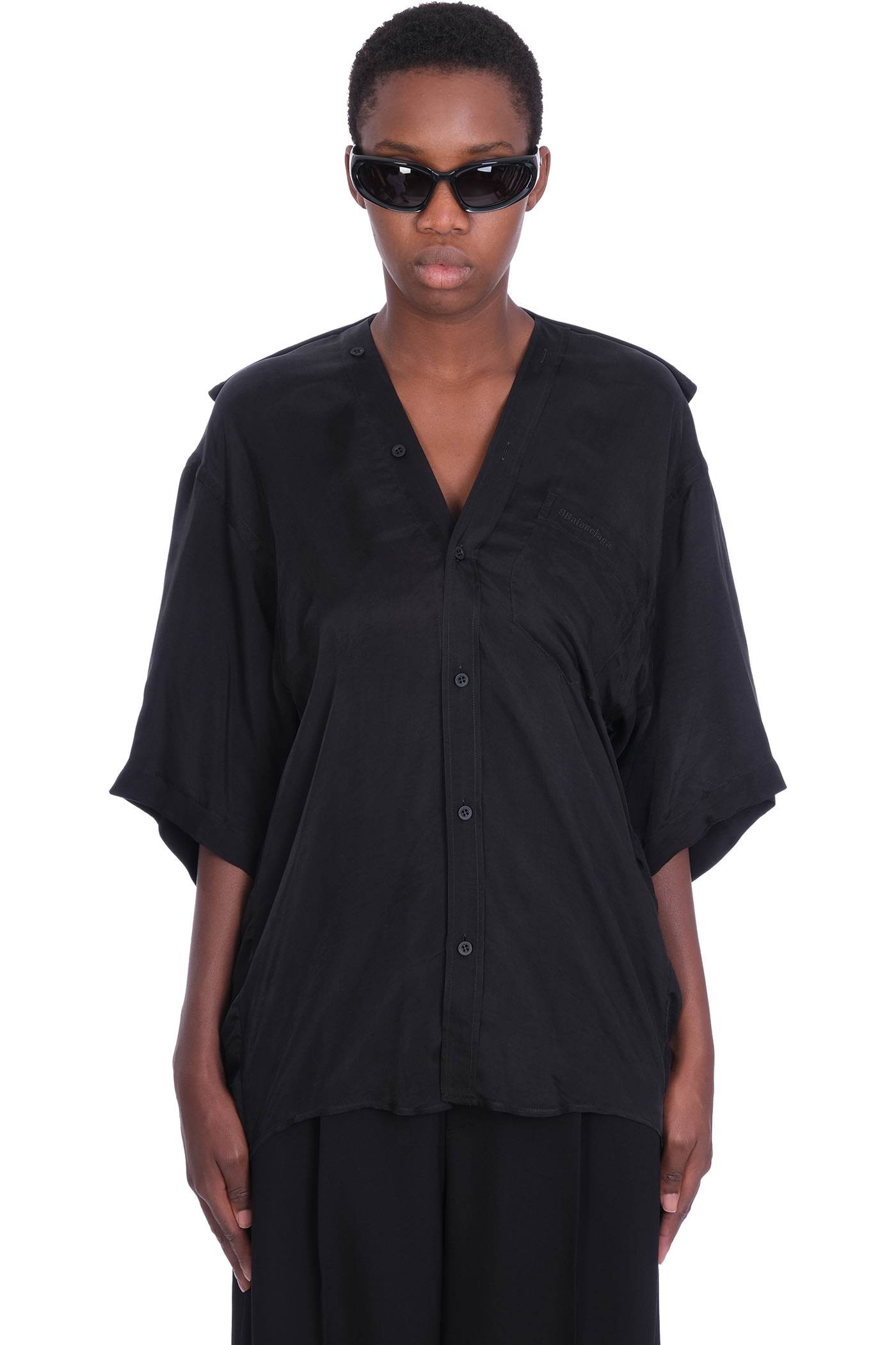 Balenciaga Shirt In Black Polyamide Polyester