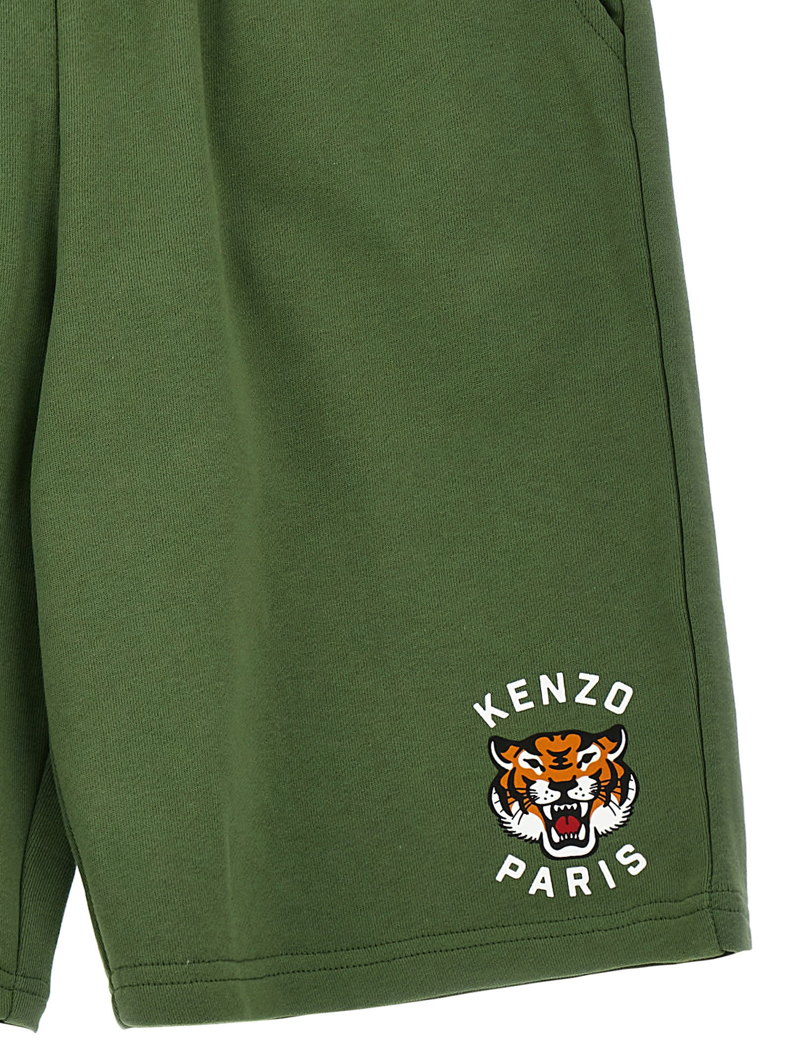 Kenzo Happy Tiger Bermuda Shorts In Green