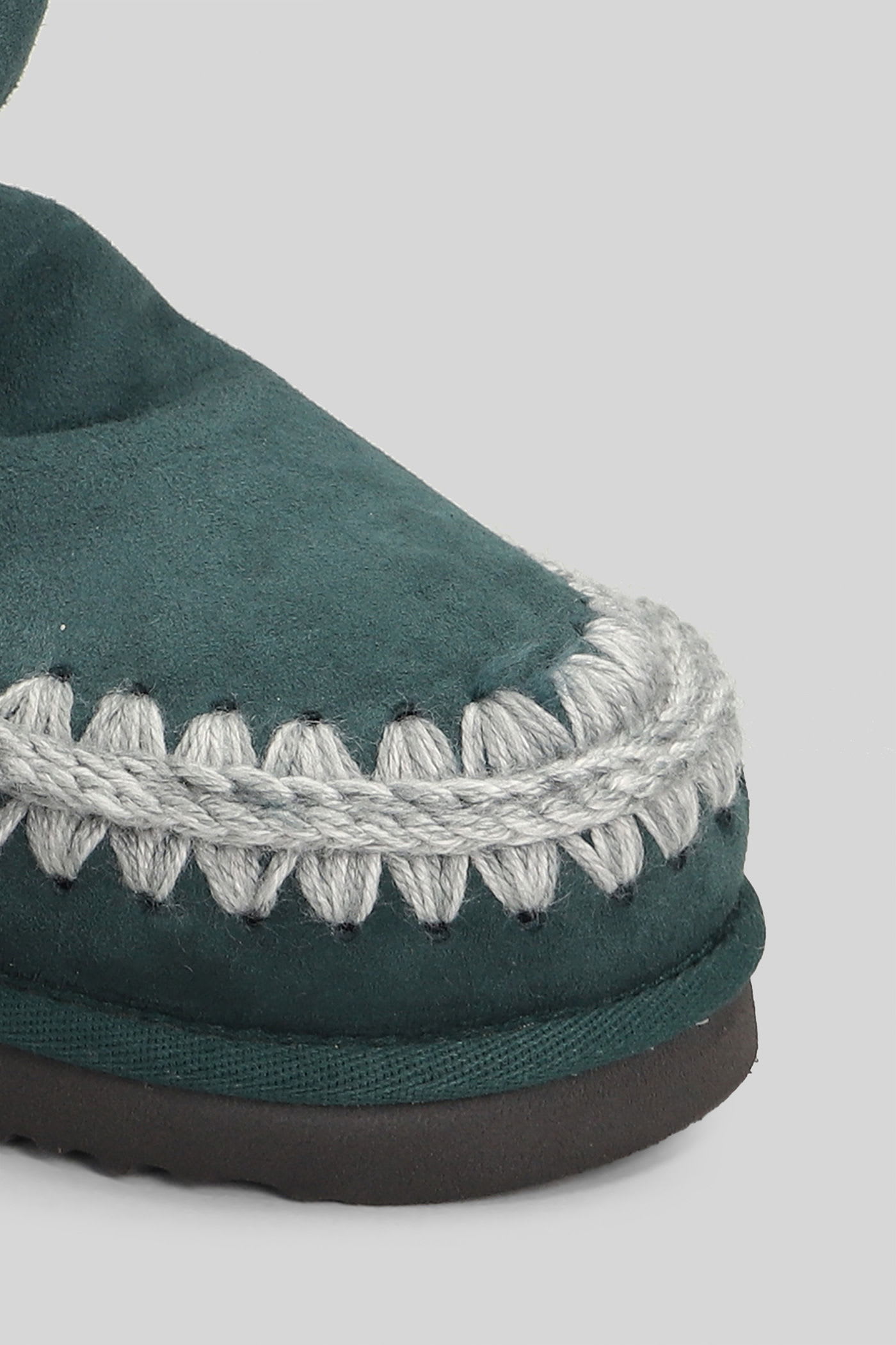 Mou Eskimo 18 Low Heels Ankle Boots In Green Suede In Multi