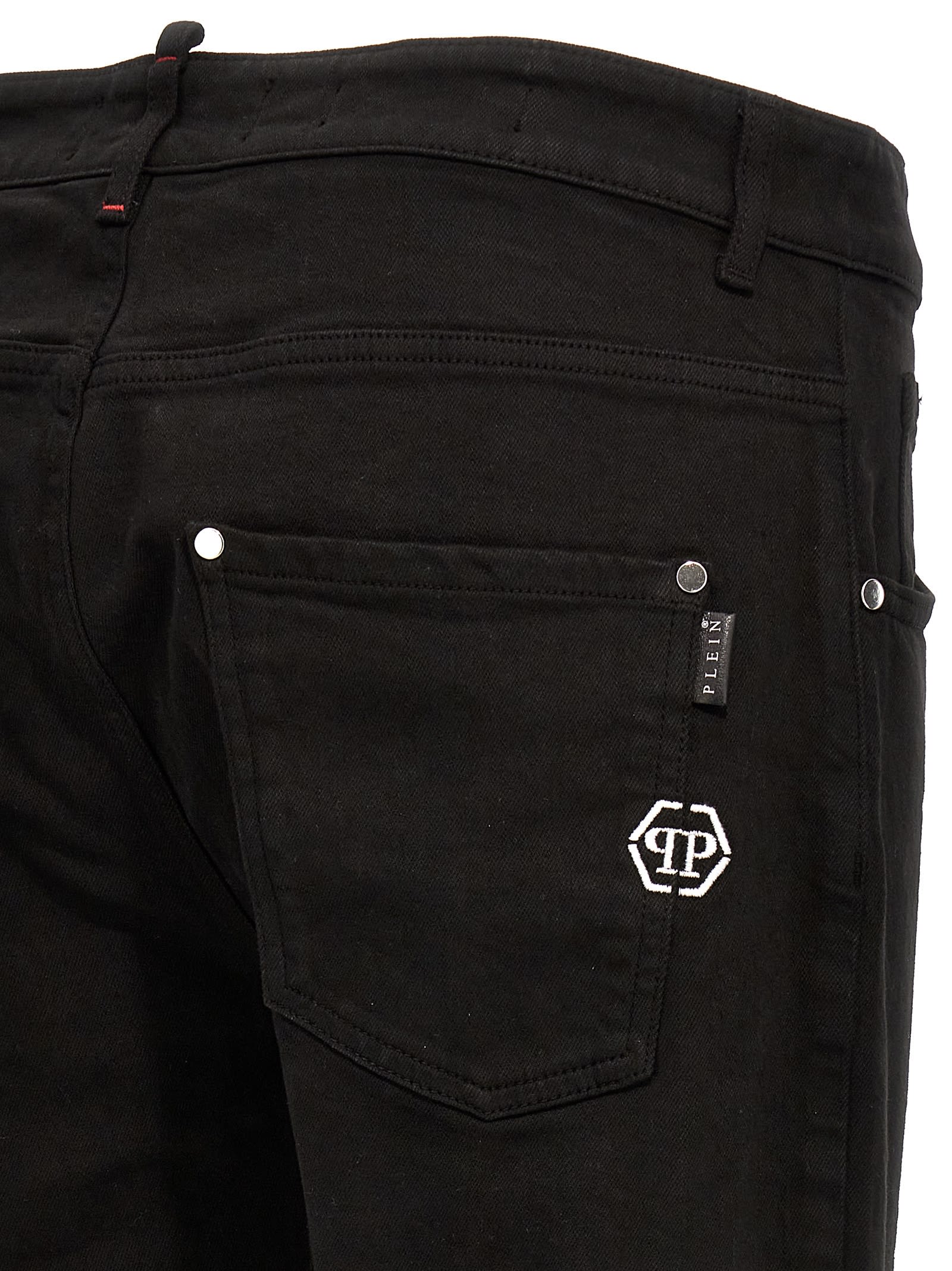Shop Philipp Plein Logo Embroidery Skinny Jeans In Nero