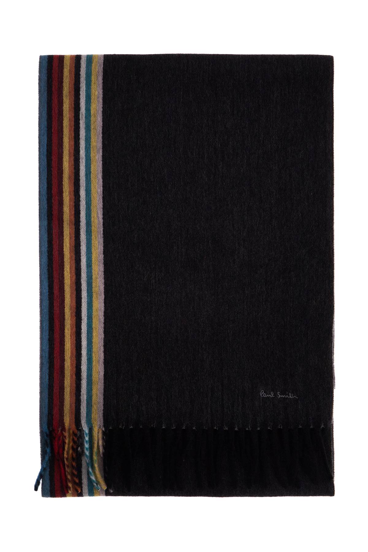 Shop Paul Smith Cashmere Scarf With Signature Stripe Pattern In Black (black)