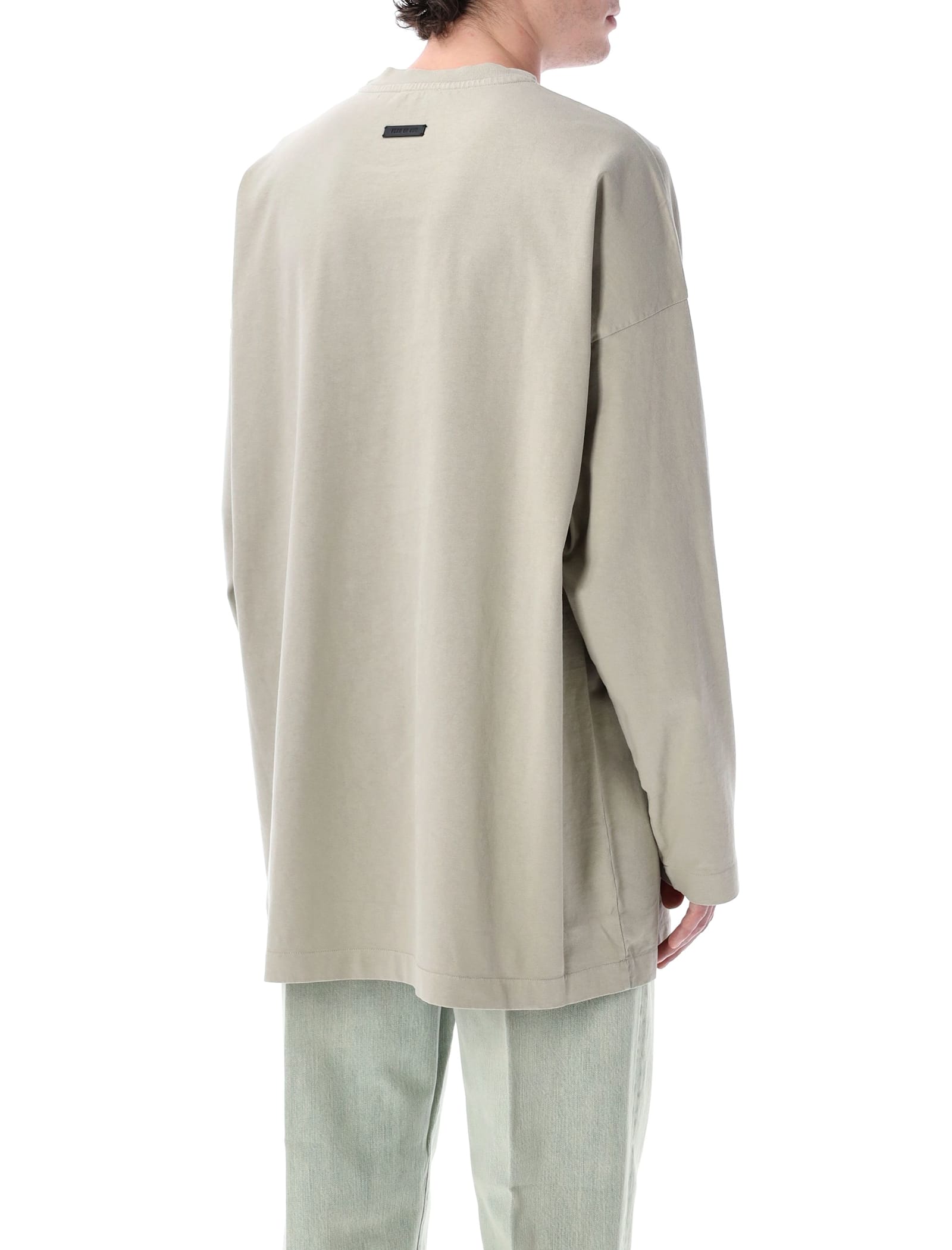Fear Of God Grey T-shirt With Eternal Print On The Front And Logo Patch On The Back In Neutral