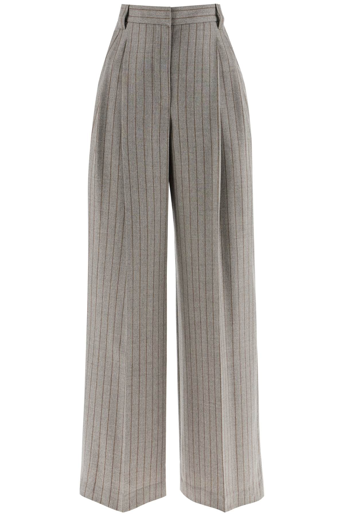 Wide Virgin Wool Pinstripe Trousers