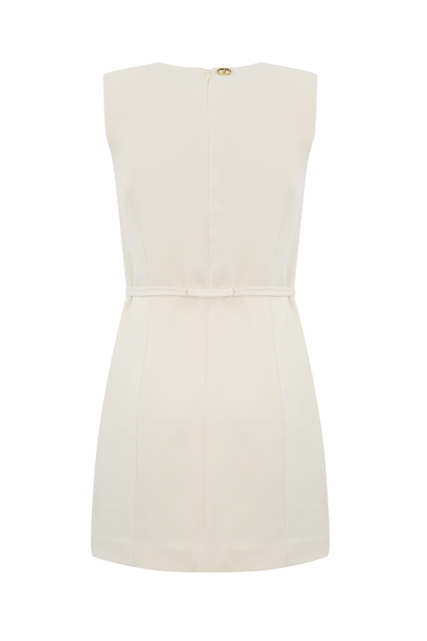 Twinset Fluid Crepe Tunic With Oval-t Belt In Pearl