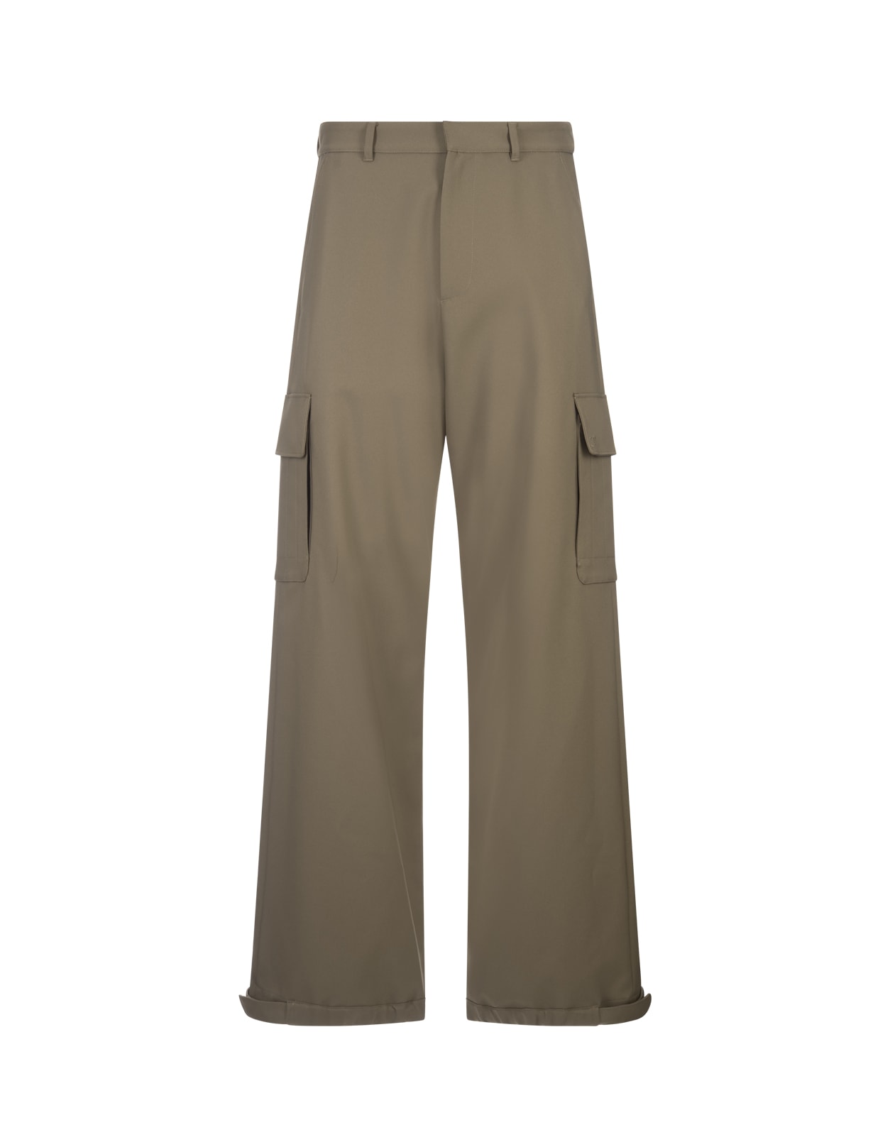 Shop Off-white Wide-leg Cargo Trousers In Dark Beige In Green