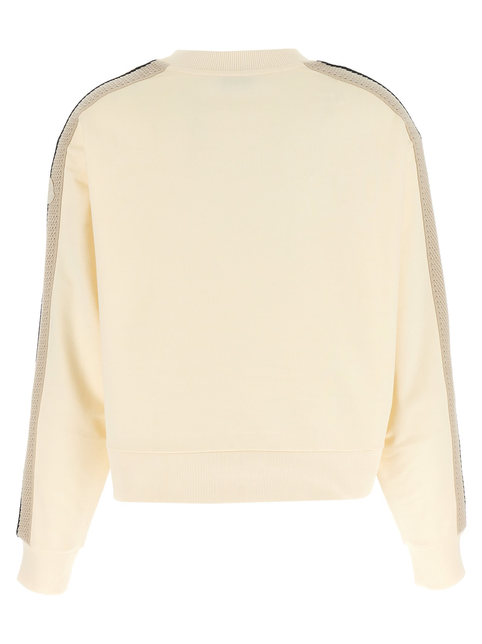 Moncler Oversized Cotton Jersey Sweatshirt With Crochet Detailing In White