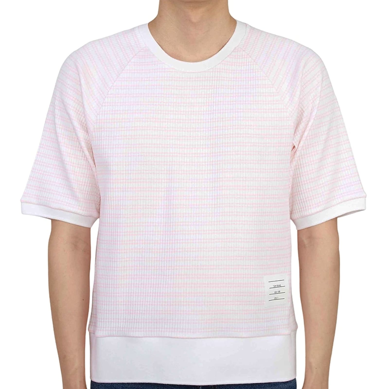 Shop Thom Browne Striped Cotton T-shirt In Pink