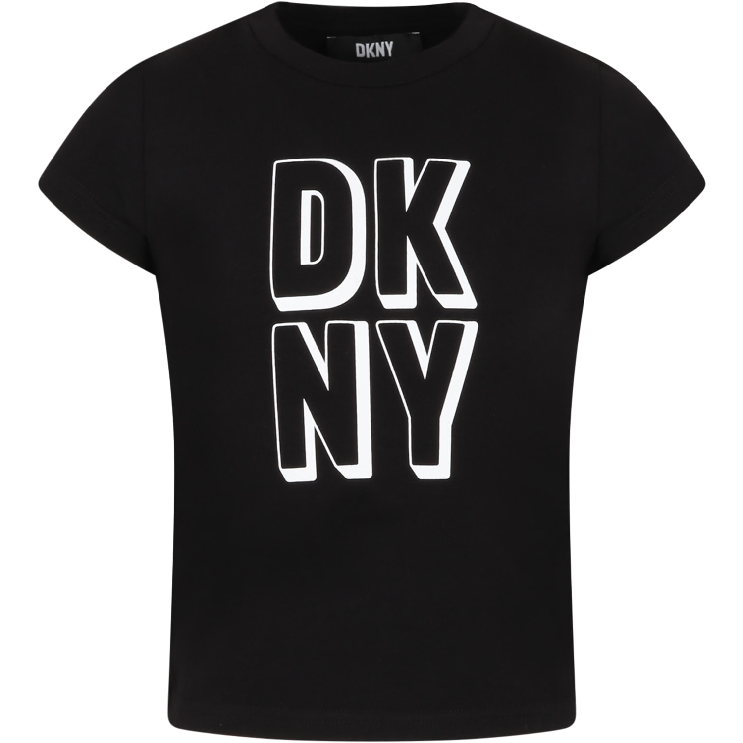DKNY Black T-shirt For Girl With White Logo