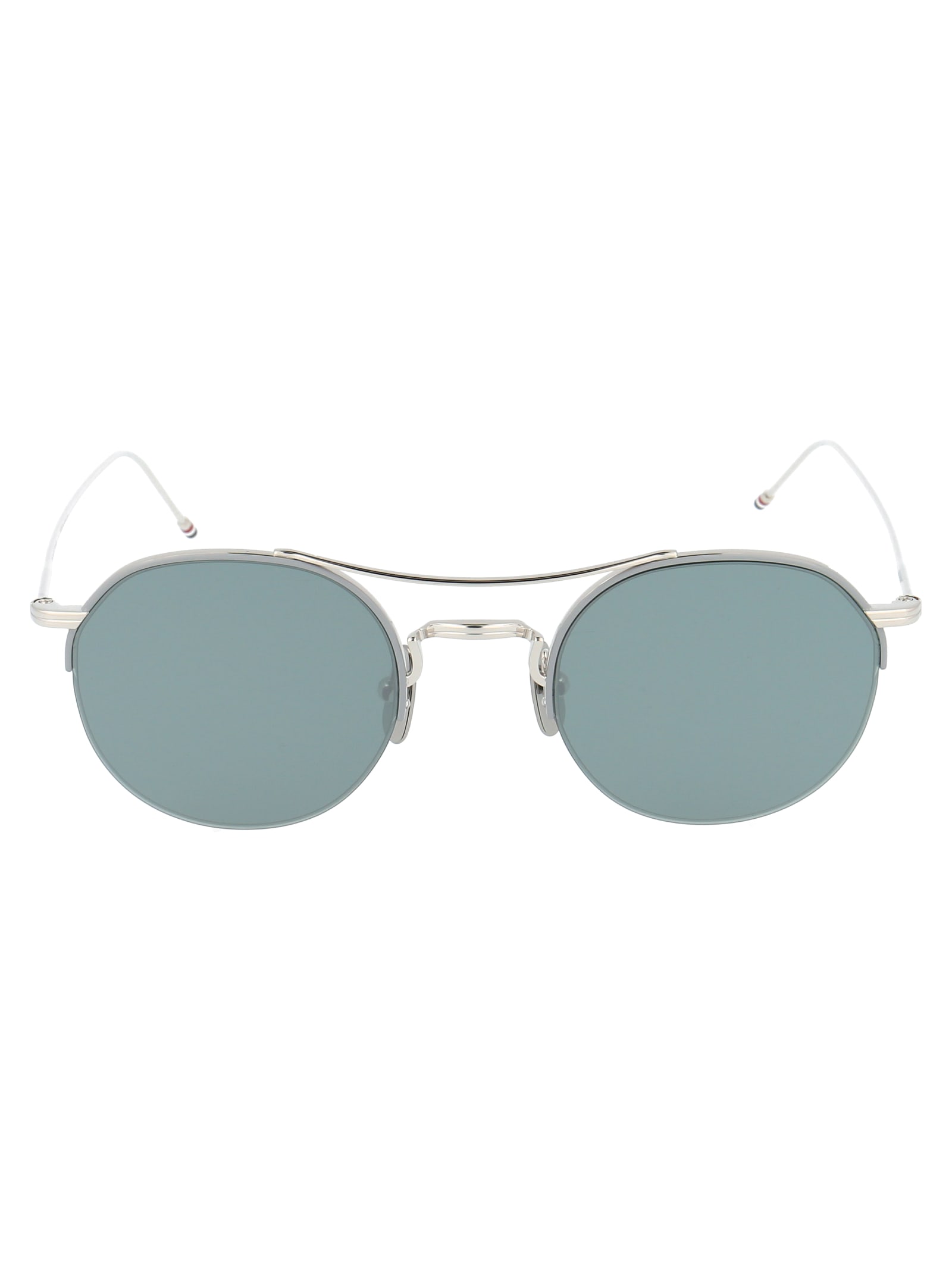 Shop Thom Browne Tb-903 Sunglasses In Silver - Black Enamel W/ Dark Grey - Ar