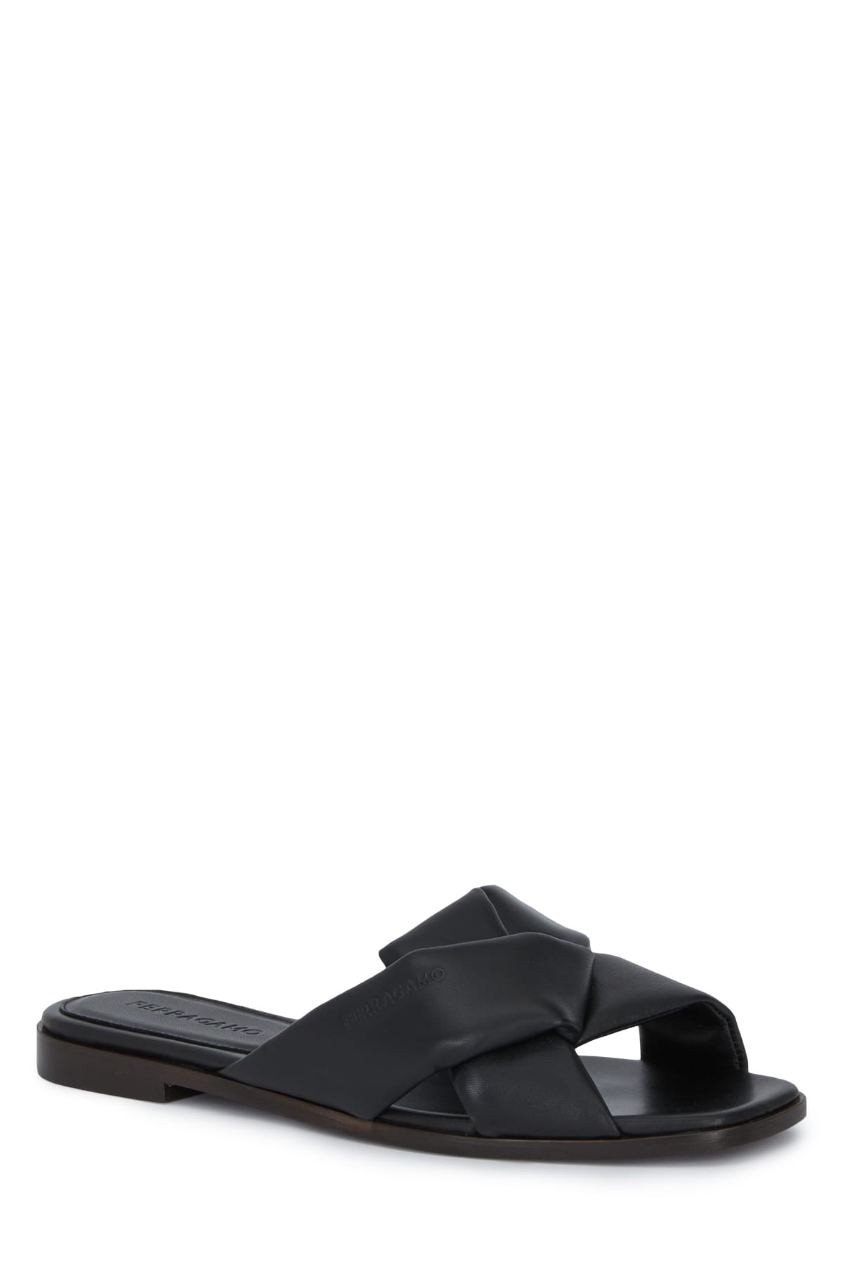 Ferragamo Alrai Origami Knot Slides In Nappa Leather In 001